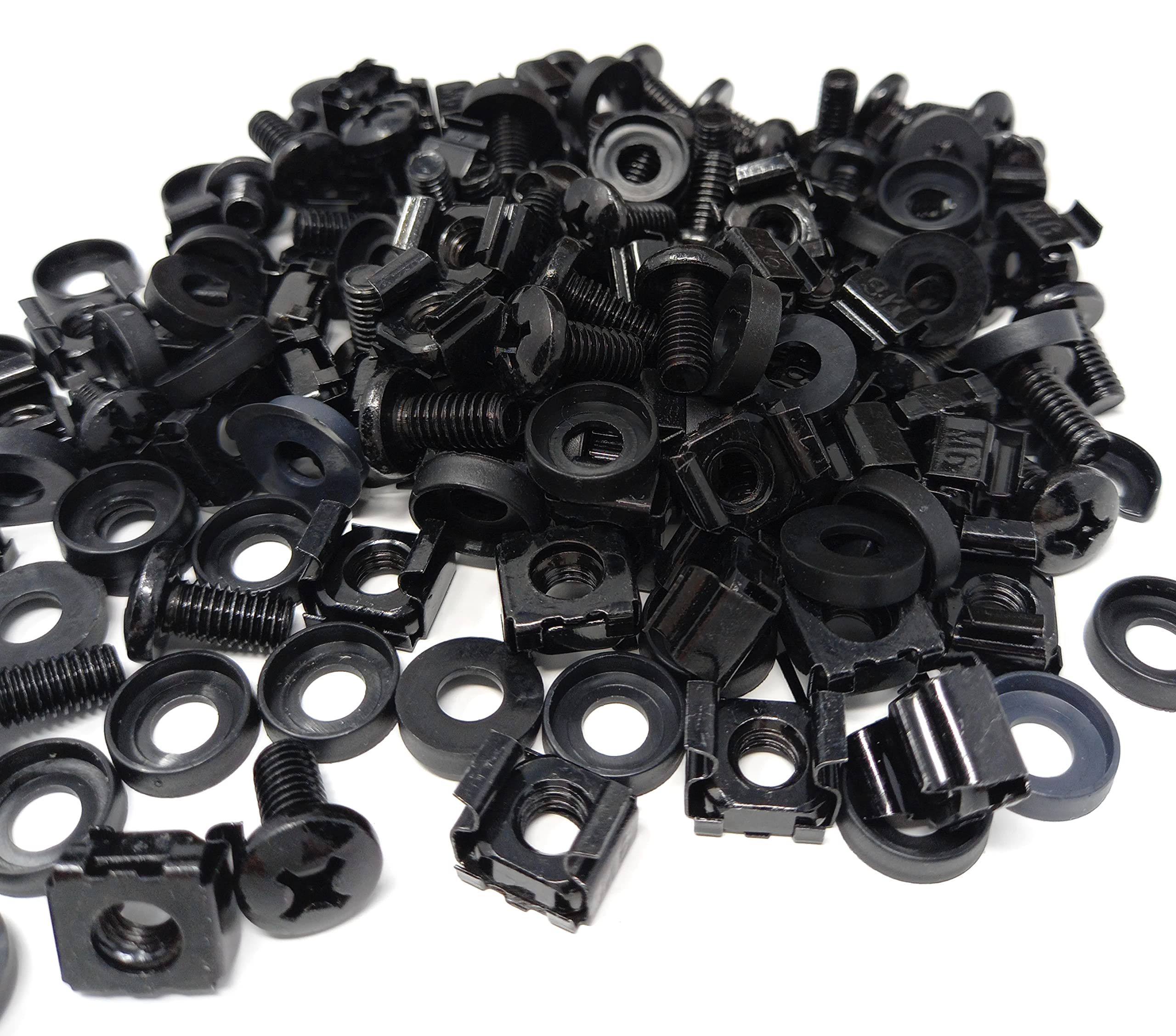 50pcs. M6 Rack Fixing Set, Captive Cage Nuts Bolts Screws & Washers for Data Cabinets Music Instruments. AMP, Equalisers