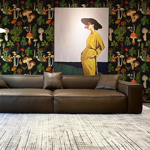 Miniatura 6 de Mural de hongos para despegar y pegar, papel tapiz bohemio negro, vinilo impermeable para baño y dormitorio (negro, 17.7 x 118.11 pulgadas)