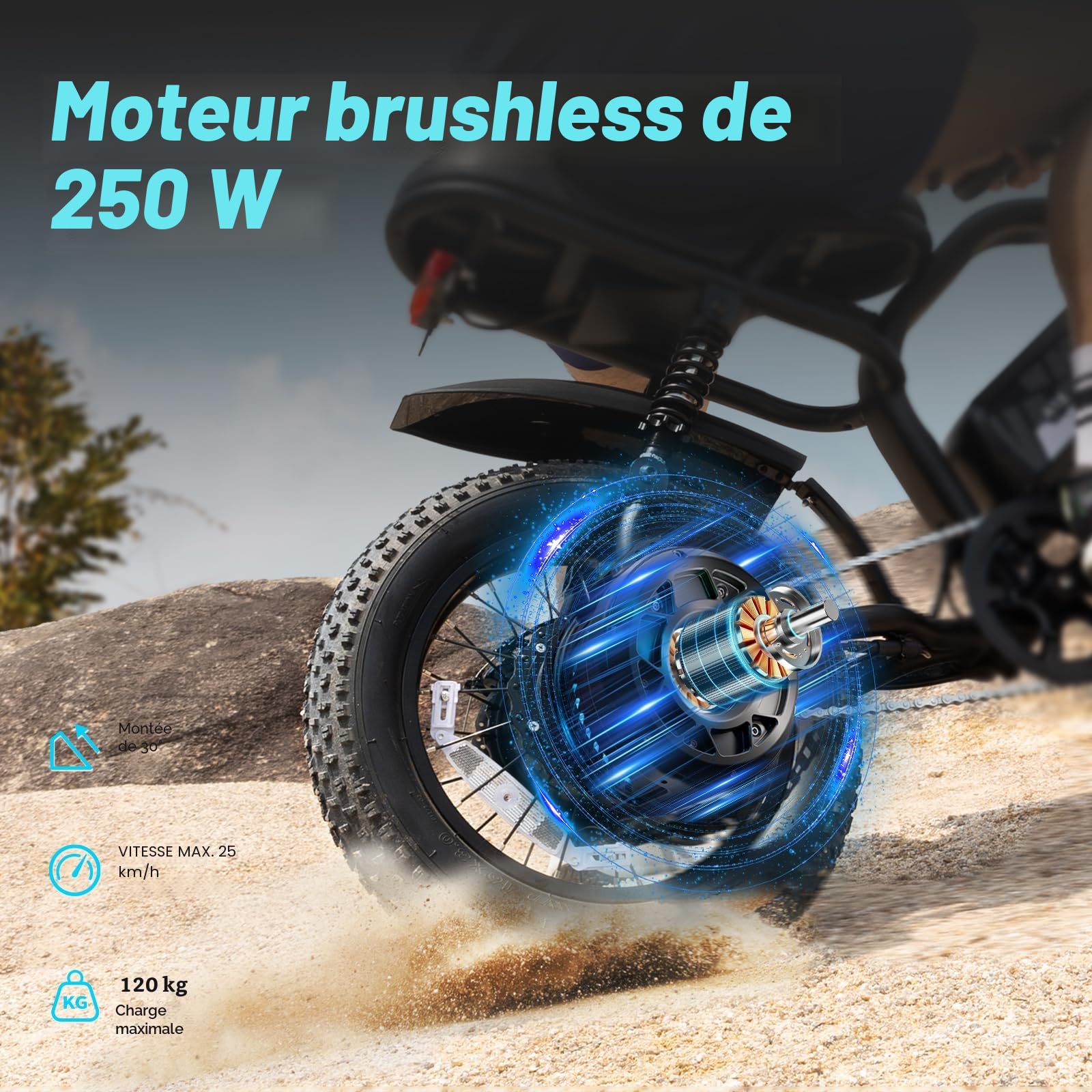 Vélo Électrique pour Jeunes 16" 3.0 Fat Tire, Batterie Amovible 36V 13Ah, Vélo Électrique avec 3 Modes de Conduite, Écran LCD Intelligent, Frein à Double Disque, Autonomie 30-60km