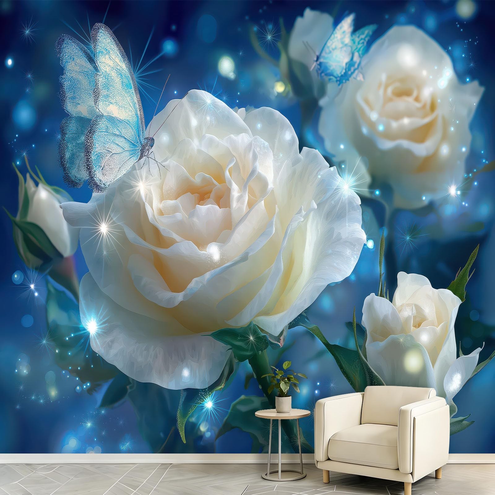 Générique Tapeta flizelinowa fantazyjny krajobraz 250 x 175 cm - Idealna dekoracja ścienna 3D do salonu, sypialni, jadalni - różowy motyl botaniczny kwiatowy