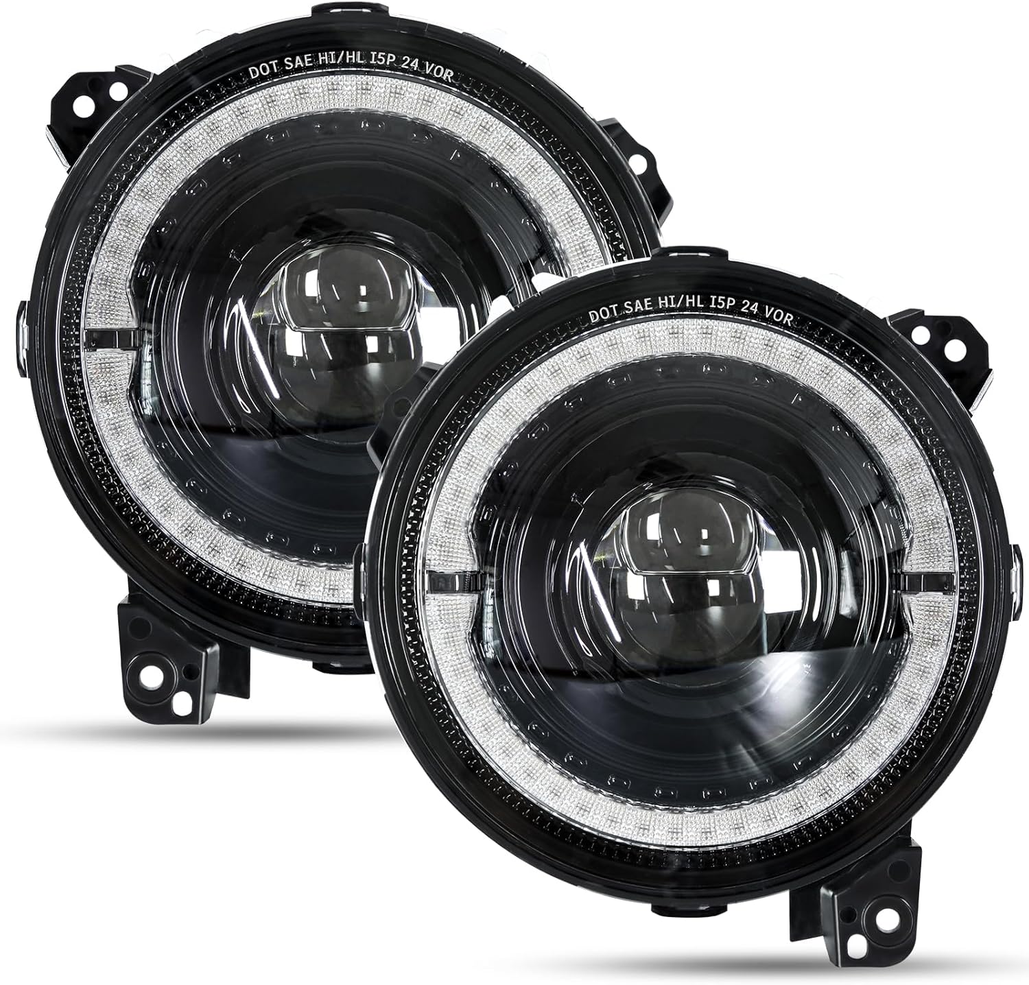 9 Inch Round LED Headlights with Hi/Lo Beam DRL Halo Turn Signal Sealed Beam Lights Compatible with Jeep Wrangler JL/JLU 2018-2025, Gladiator JT 2020-2025 Unlimited Sport Rubicon Sahara 2PCS