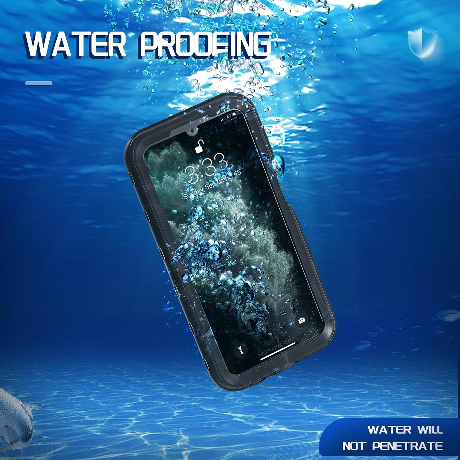 Hualele Galaxy A15 Case Waterproof, Built in Lens & Screen Protector Rugged Full Body Heavy Duty Protective Shockproof IP68 Underwater Case for Samsung Galaxy A15 Black