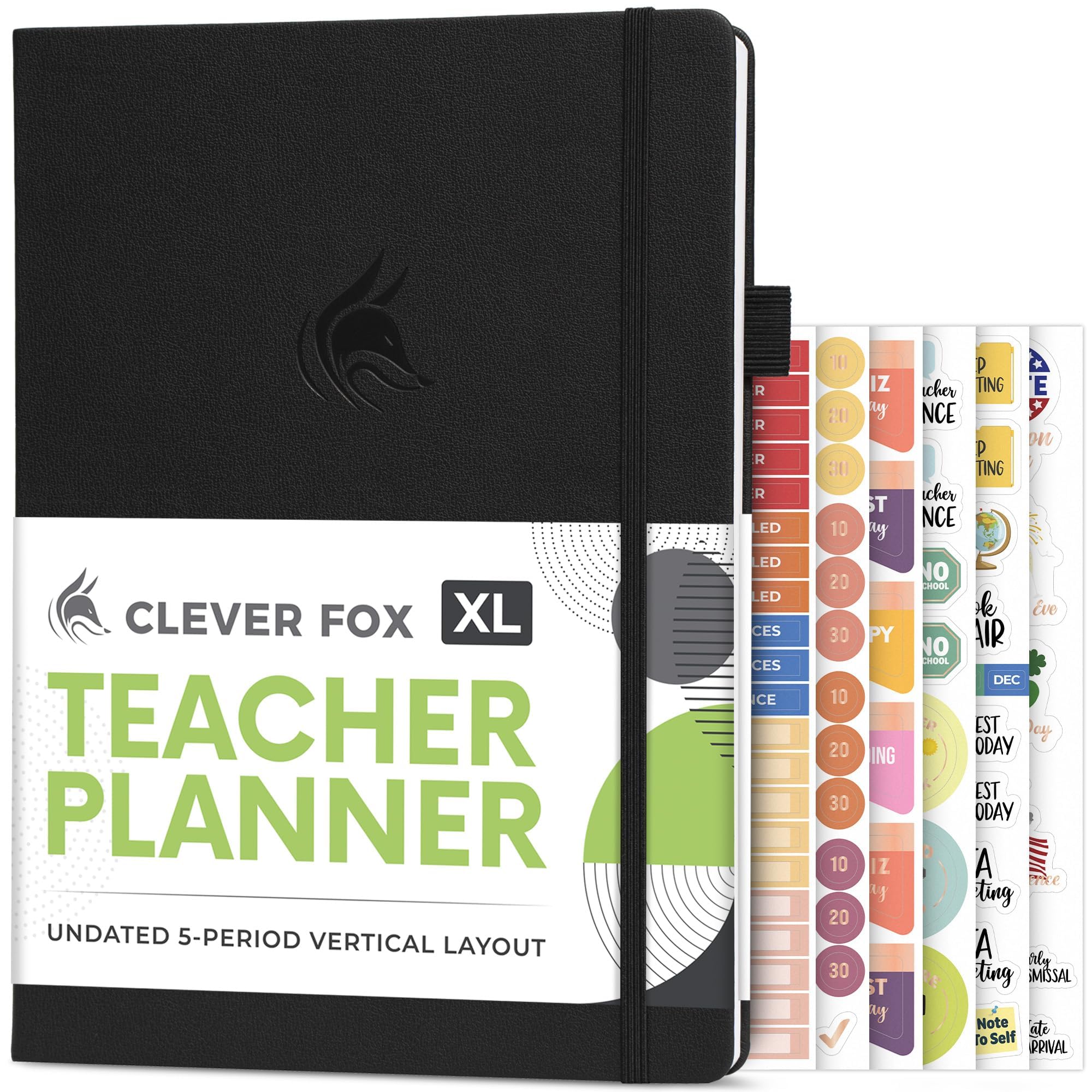 Clever Fox Teacher Planner – School Year Planner with Calendars & Lesson Plans – Book for Classroom & Homeschool Organization, A4 (Black)