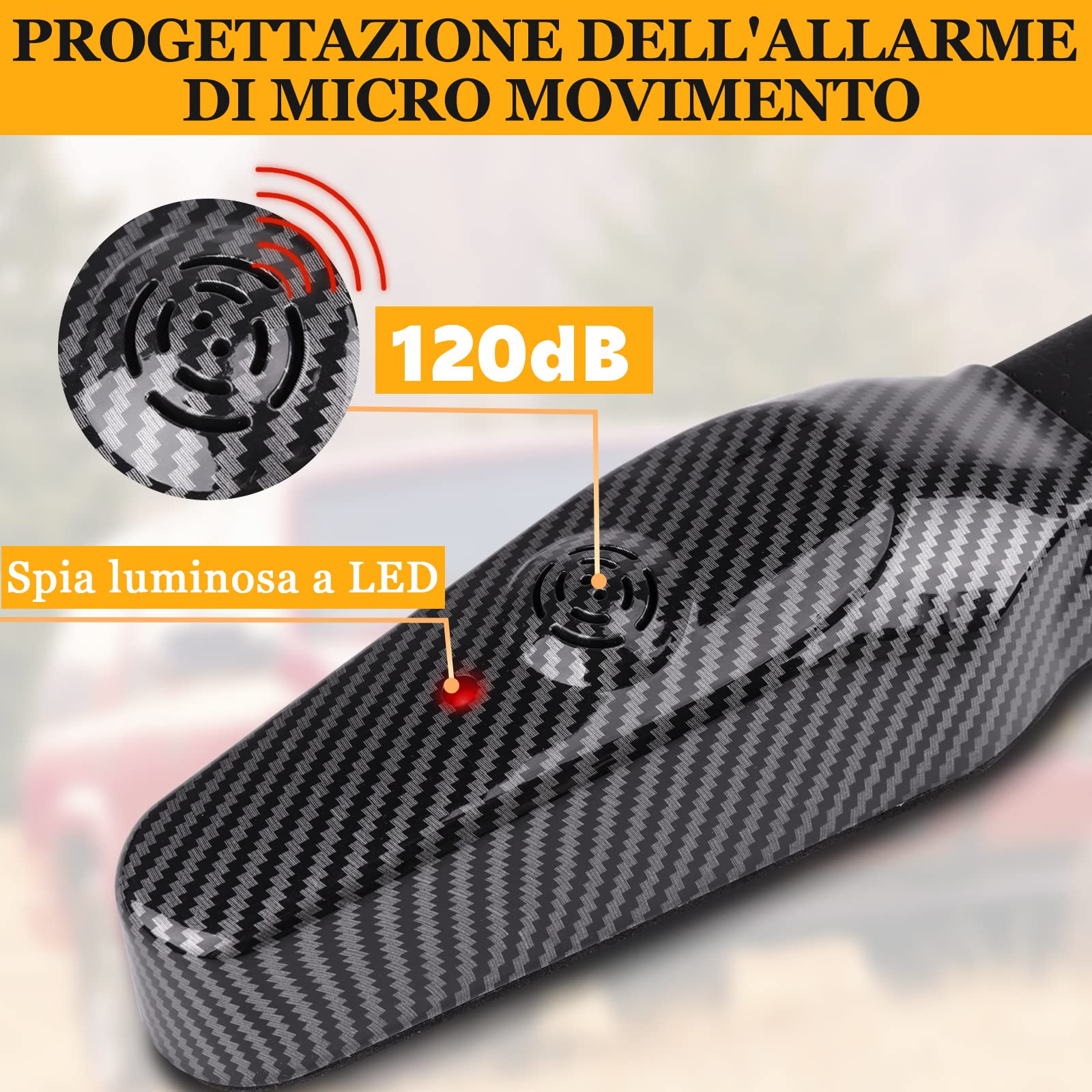 Tevlaphee Blocca Sterzo Automobile con Allarme, 120dB, Antifurto Auto, Meccanico, vestibilità Universale