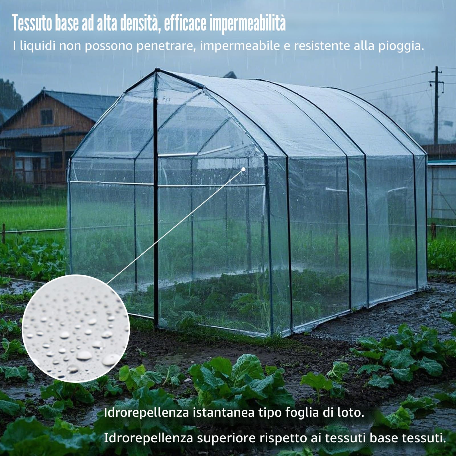 3 x 5 m Telone Trasparente con Occhielli in PVC, 400 g/m², Telone Impermeabile Trasparente, Telon per esterno, con 10m Corda Antivento, per Balcone, Giardino, Serra, Barche, Auto