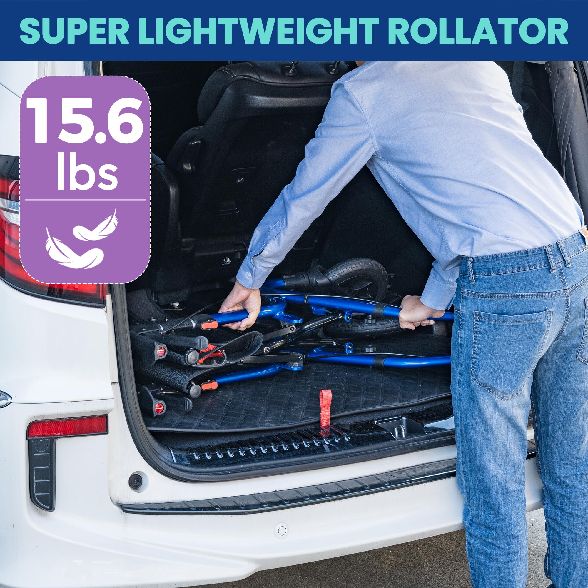 PLANET WALK Rollator Walker for Seniors with Seat, 10" & 8" All-Terrain — Amazon image 5