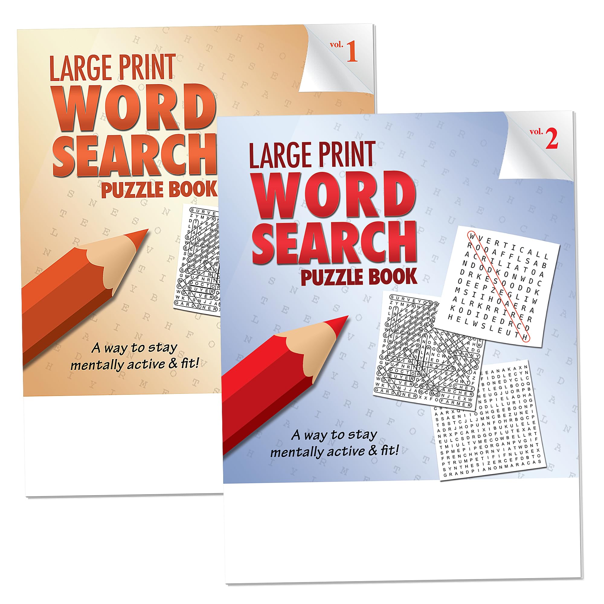 ZOCO - Large Print Word Search Puzzle Books in Bulk: Vol 1 & Vol 2 (25 Pack Each) - Games for The Visually Impaired and Seniors - Gifts for Nursing Home Residents