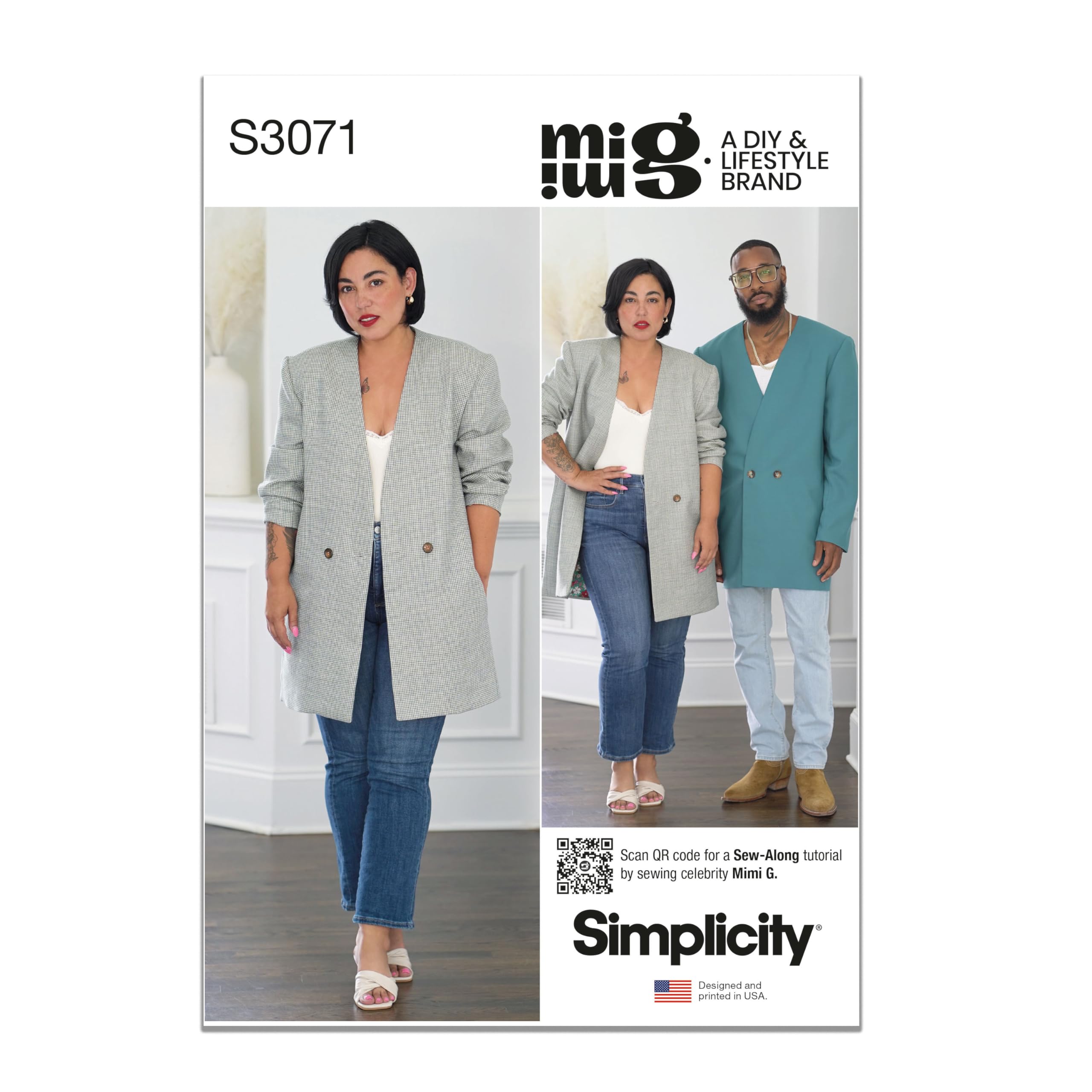 Simplicity Men's Sewing Pattern 3071, Jackets, Suits For Wo, A (Xs-S-M-L-Xl-Xxl) - Intermediate - A (Xs-S-M-L-Xl-Xxl)