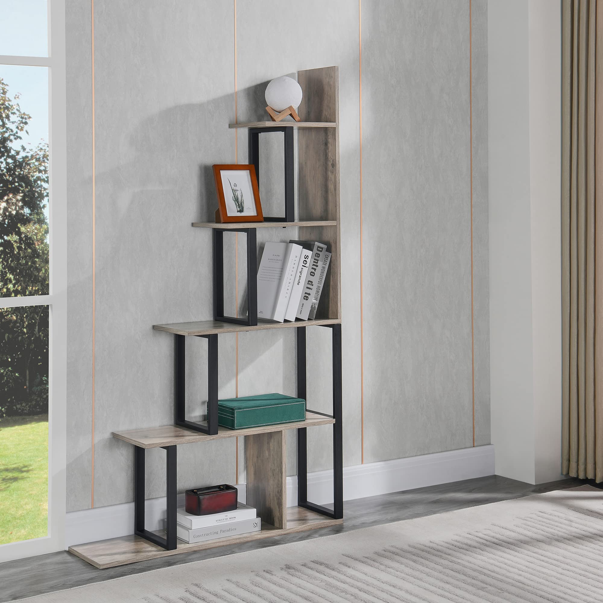 SCAFFALE VERTICALE 180 cm libreria industriale 5 livelli scaffale cucina metallo legno scaffale
