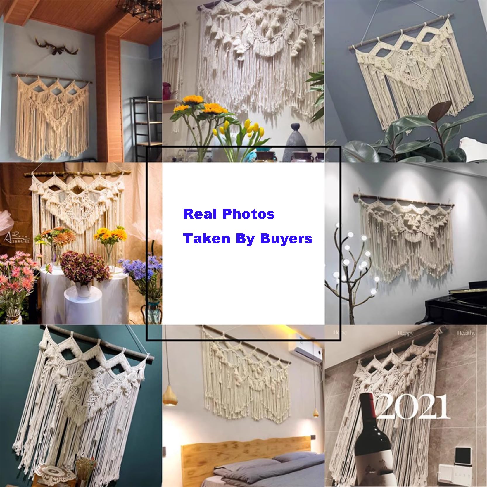 Amazon.co.jp: 大きなマクラメ壁掛け、ボヘミアンシックなタッセル  