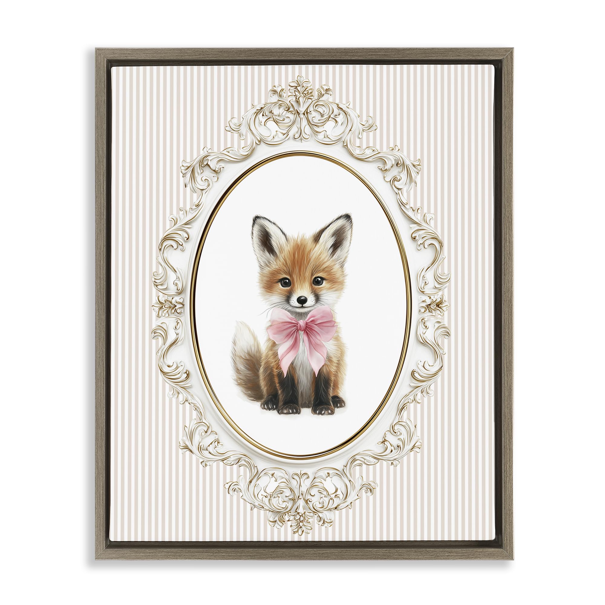 'Vintage Baby Fox'| Floating Frame Canvas Art