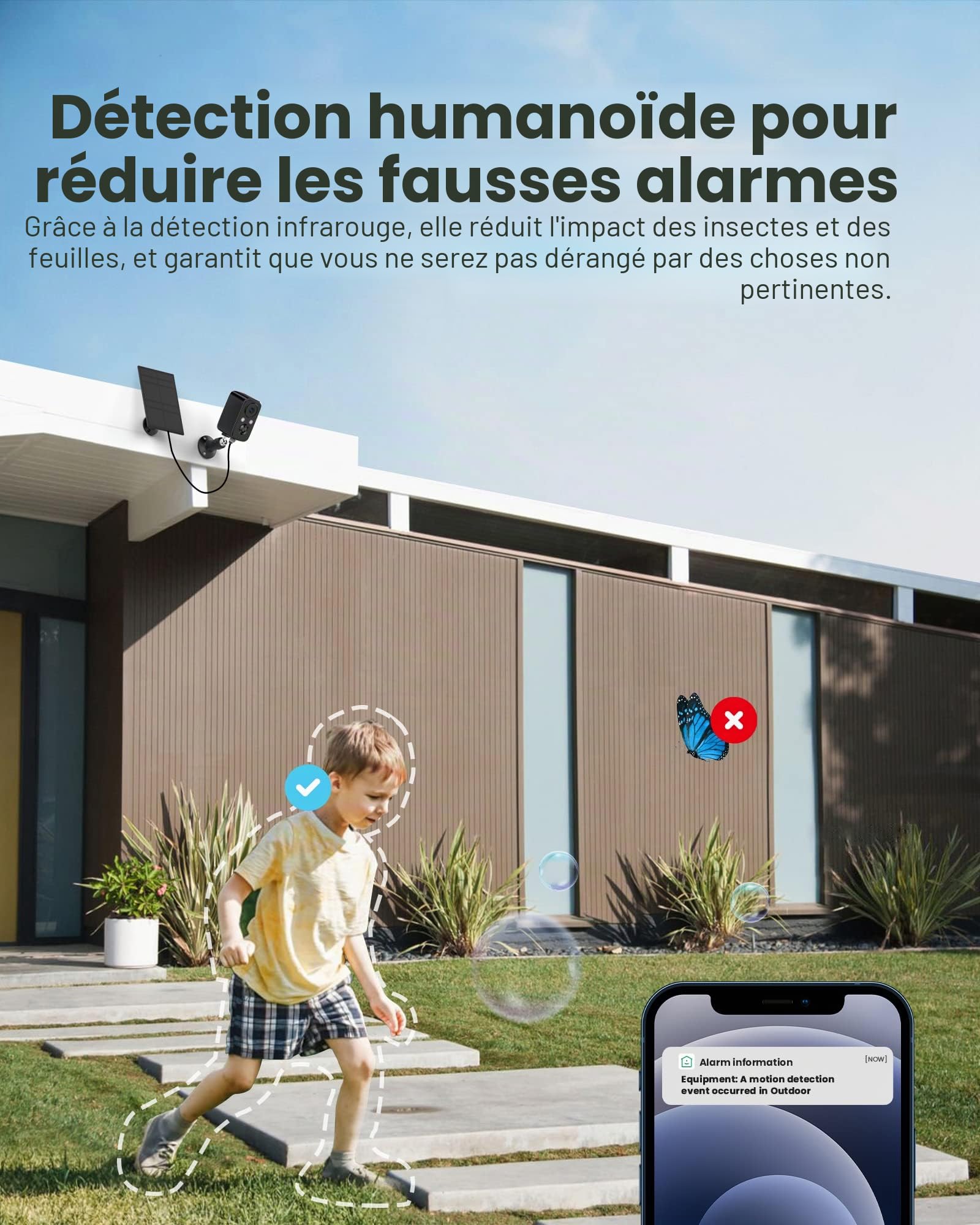 FOAOOD Camera WiFi Exterieure sans Fil Batterie,Camera WiFi Solaire avec Vision Nocturne Couleur,PIR Détection Mouvement,Audio Bidirectionnel,IP66(2 Paquets-Noir)