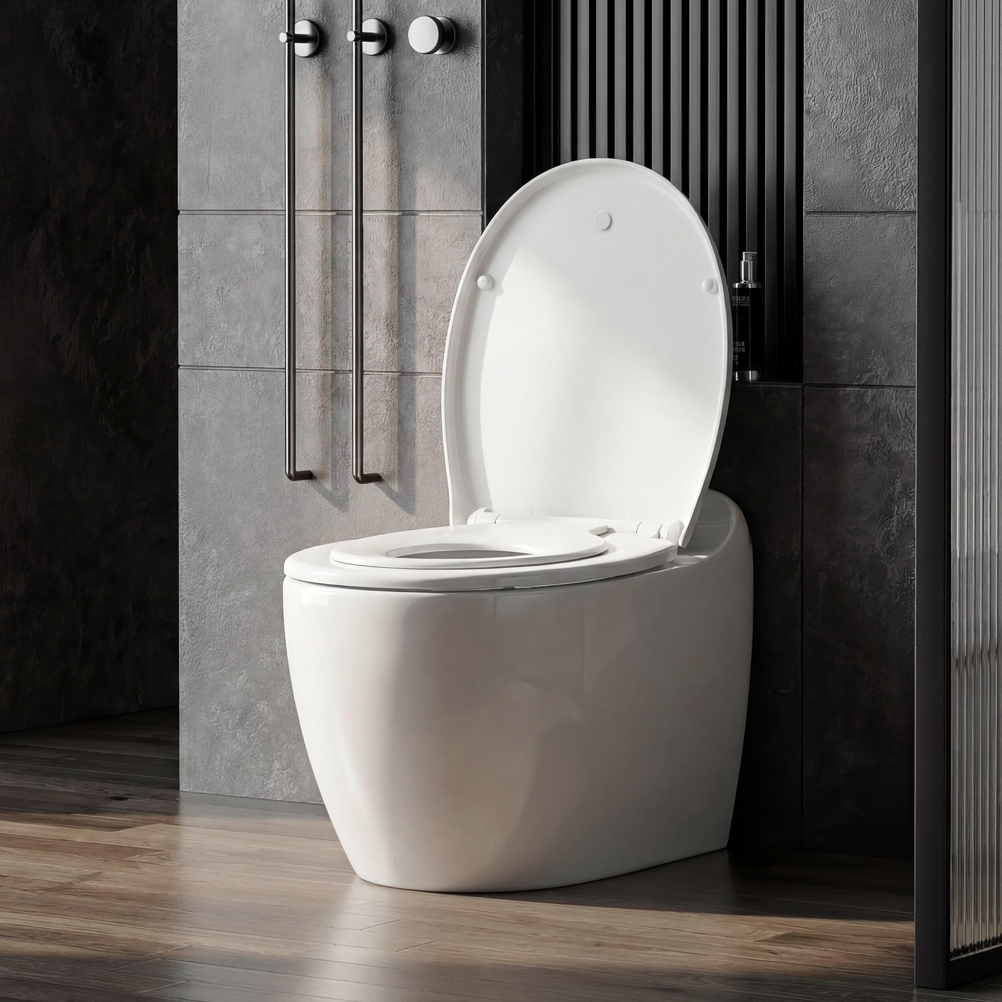 Himimi Abattant WC, Familial Cuvette Toilette avec Siège Enfant Magnétique, Frein de Chute et Charnière Réglable, Lunette WC pour Adultes et Enfants, Forme O, Blanc (447mm x 372mm x 55mm)