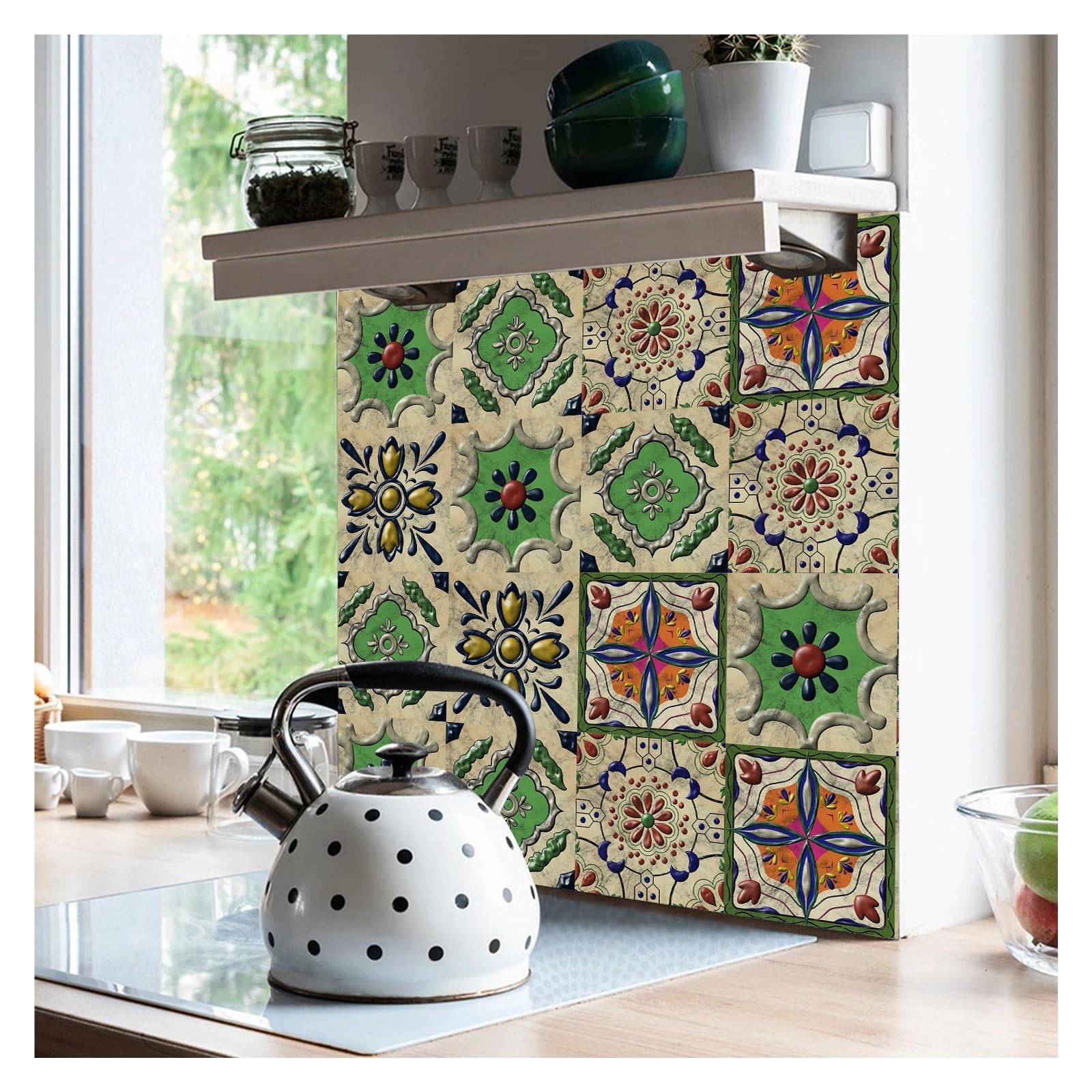 Pegatinas de Suelo Impermeables for baño, Pared de azulejo de Cocina autoadhesiva Antideslizante(TFS05,20 * 20CM*25pieces)