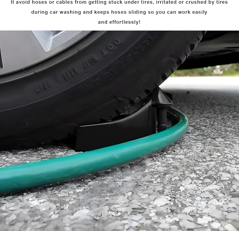 4 PCS Car Hose Guide, Tire Hose Roller Preventing Stucking and Snagging Under The Wheels, Plastic Detailing Tyre Hose Guide Vehicle Washing Tool for Cars Trucks SUVs (Black)
