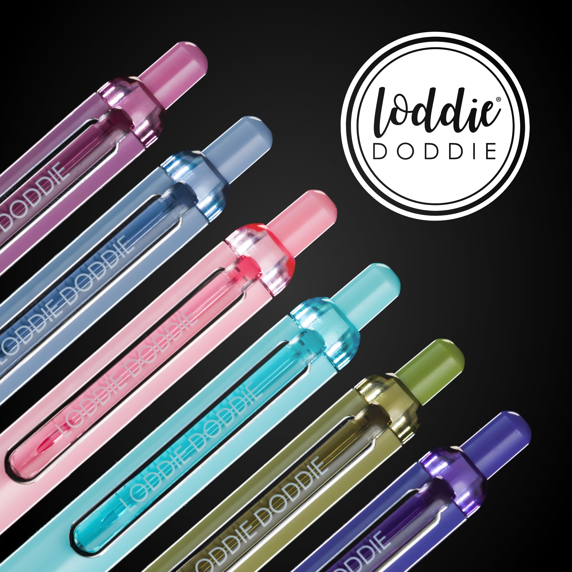 Loddie Doddie 6 bolígrafos de gel retráctiles Hush, bolígrafos de gel de punta de 0.5 mm para diario, barriles de colores, clic silencioso, escritura suave, tinta de secado rápido, juego de bolígrafos