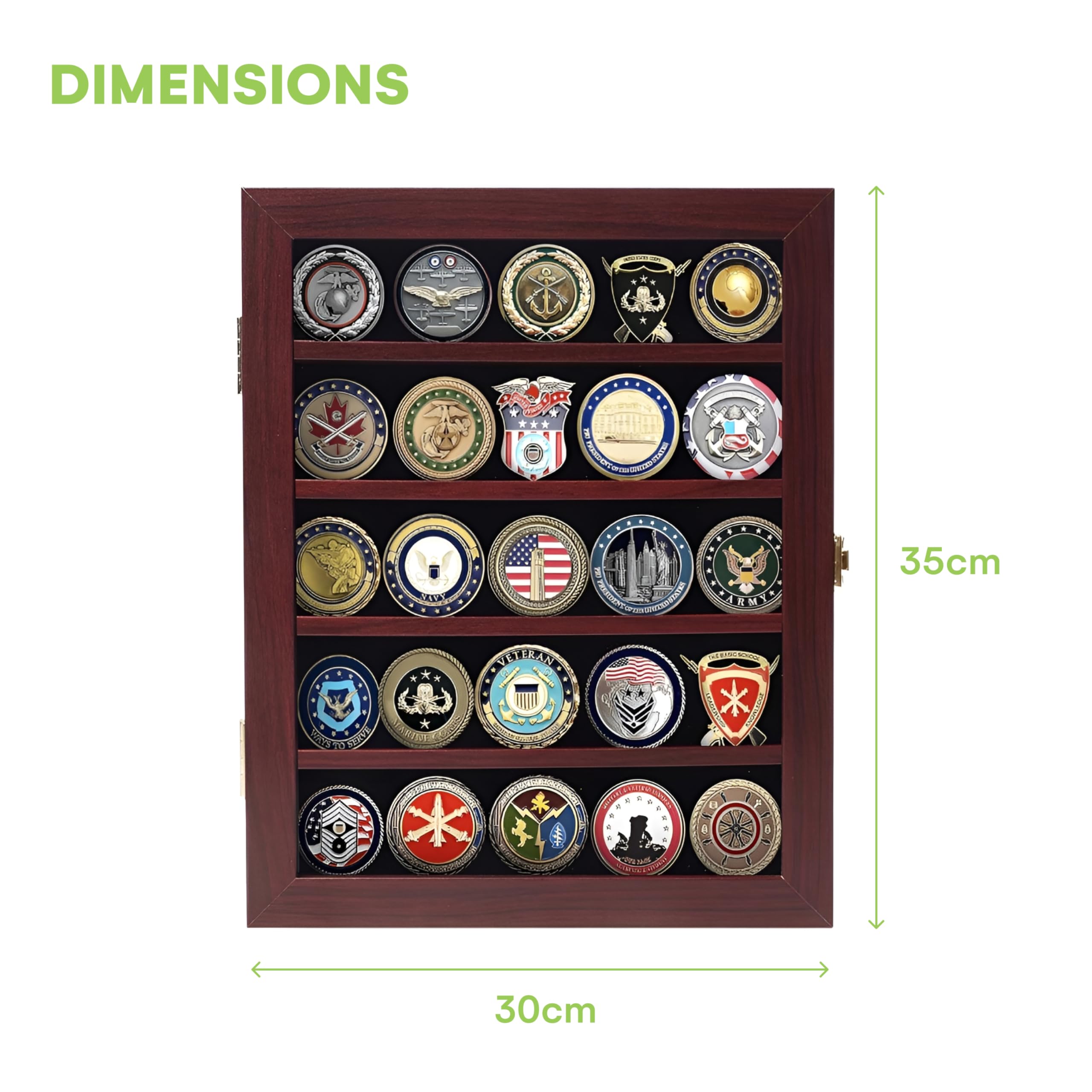 Vitrine Acrylique Challenge Coin 45 Pièces - Support Mural Pour Collection De Médailles Et Jetons - Coffret Avec Porte Magnétique Anti-UV