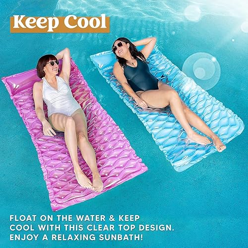 Miniatura 9 de SLOOSH Inflatable Pool Floats Raft,Floating Lounge for Adults,64x32 inch Swimming Mat Pool Mattress with Headrest,2 Pieces Float Air Mat for Summer