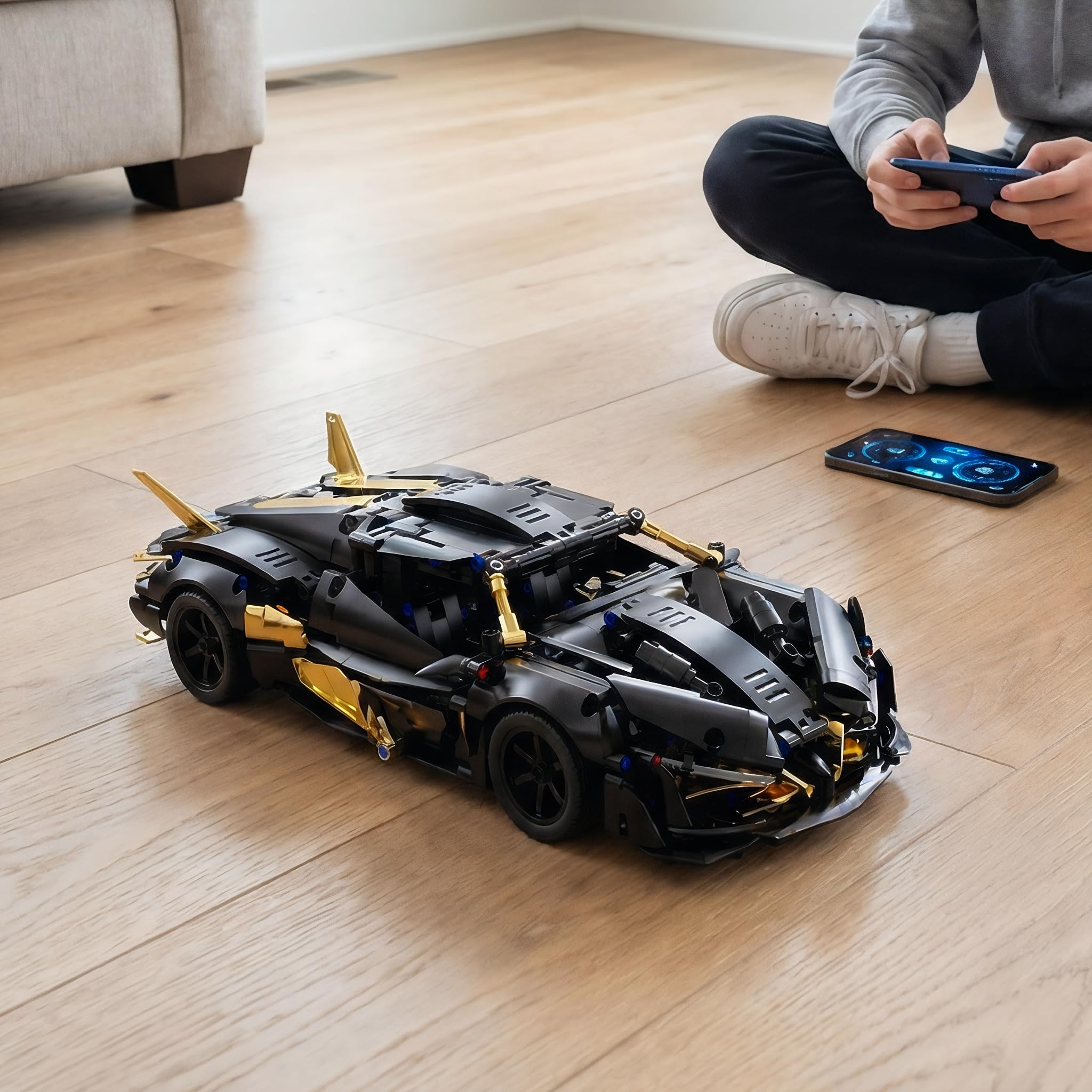 kit Voiture RC, Voiture RC, 1:14 avec LED Modèle Projet | kit voiture RC: LED avant et arrière avec système motorisé intégré; conçu pour construction en famille, conduite intérieure