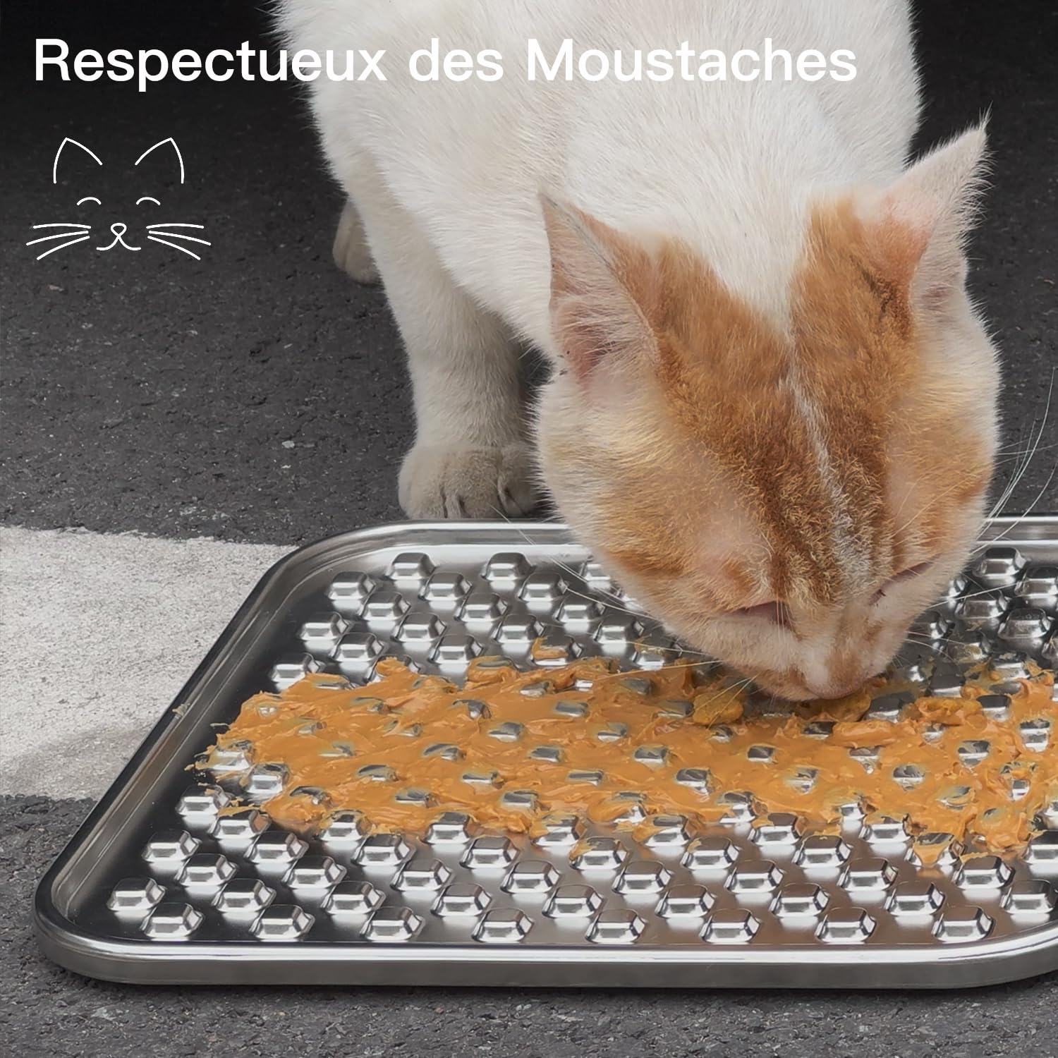 Tapis de Léchage Chien et Chat,Double Paroi Acier Inoxydable 304 Tapis de Leche pour Chien 24,5 cm × 24,5 cm,Antidérapant,Anti-Ingestion,Soulager l'anxiété,Lavable au Lave-Vaisselle(1 PC)