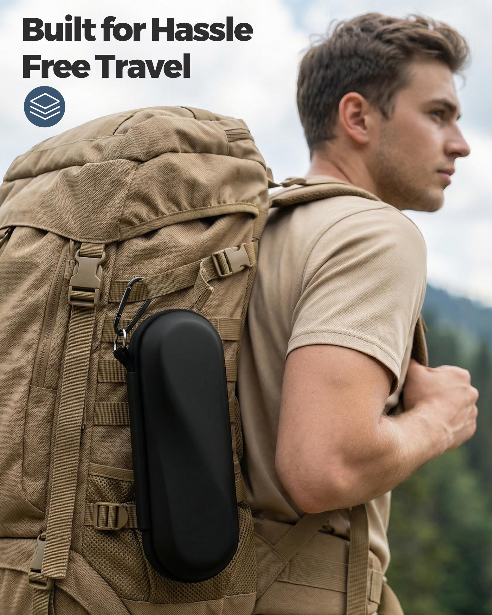 ProCase 歯ブラシケース 携帯用 旅行用 防水ハードケース Oral-B Philips対応 - ブラック（L） | 電動歯ブラシケース,アクセサリー収納付き,多機能,軽量,耐久性,持ち運び便利,出張や旅行に