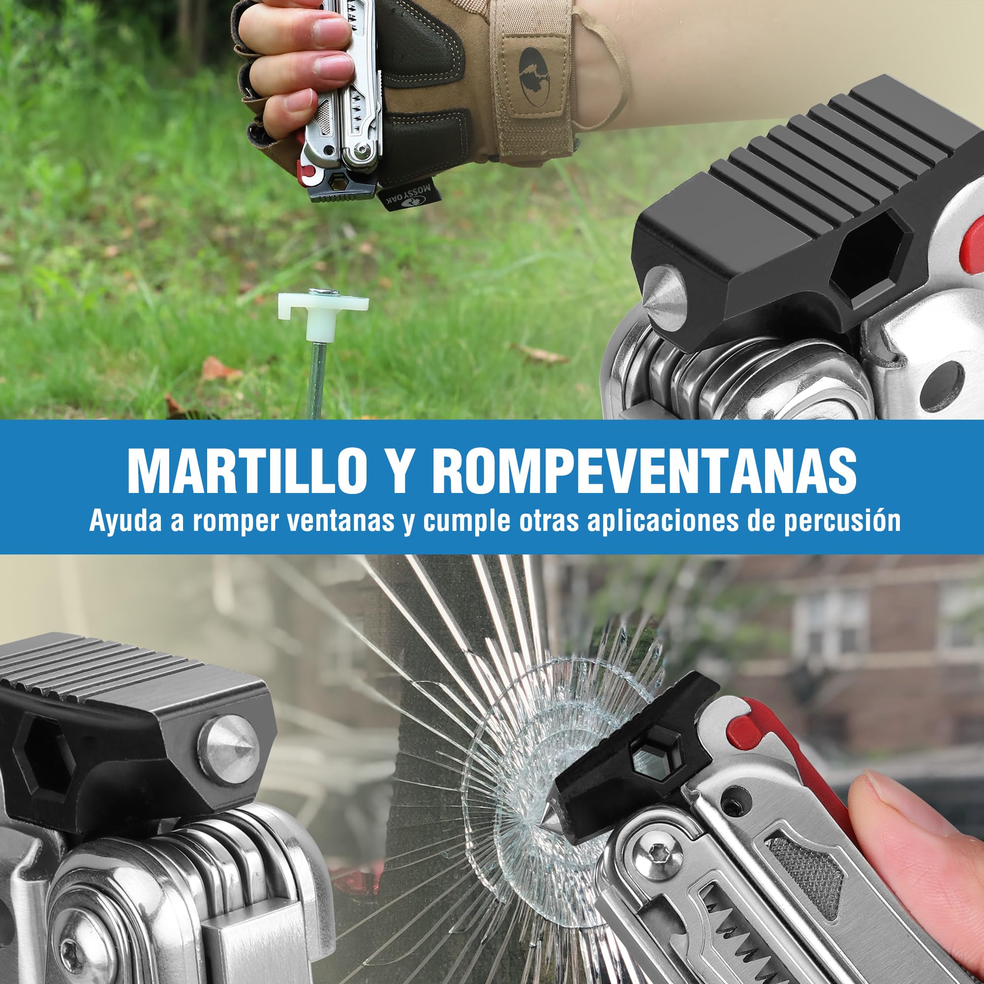 FLISSA Alicates Multiusos, 19 en 1 Navaja Multiusos, Multiherramienta de Alicates, Herramienta Multiusos, Accesorios para Camping, Reparación, Senderismo, Incluye Bolsa Portátil
