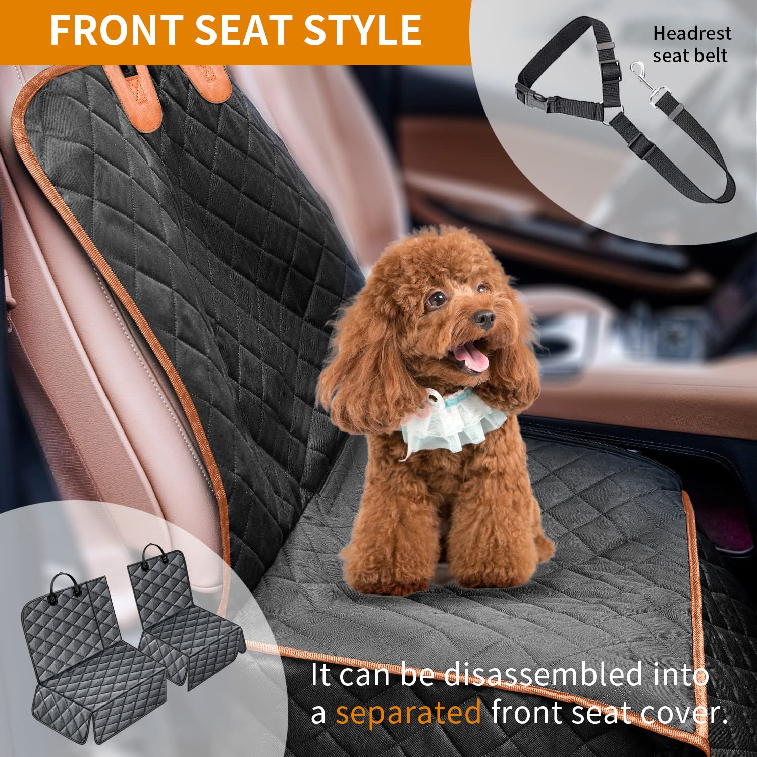 IVY&LANE Hunde-Autositzbezug, Sitzbezüge für Rücksitz, umwandelbarer 4-in-1 wasserdichter Vordersitzbezug, robuster und kratzfester Autositzbezug für SUVs, LKWs und Limousinen