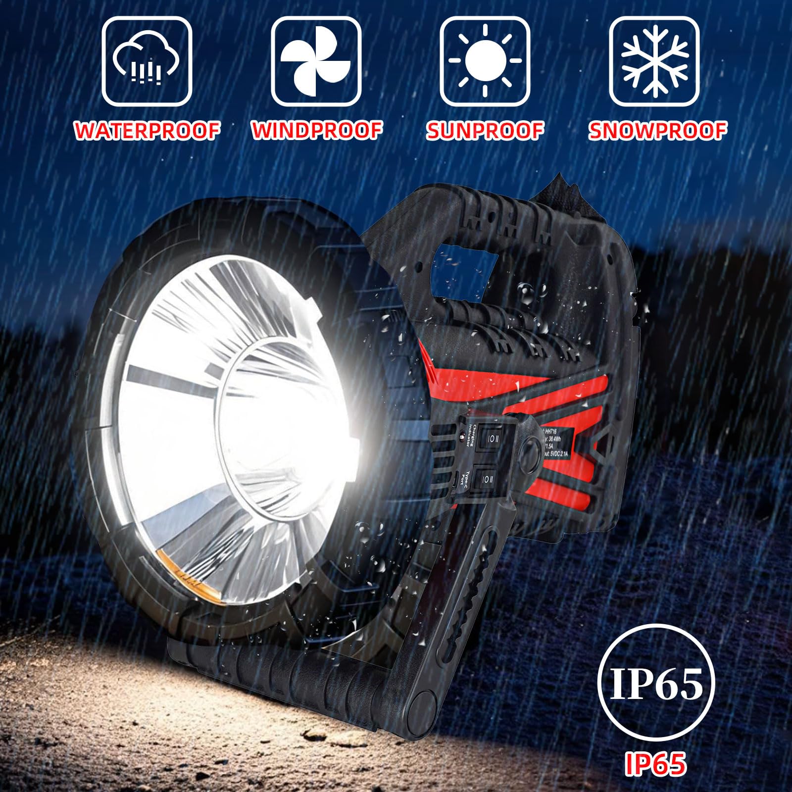 Foco LED remoto de alta potencia, linternas LED recargables de alto lúmenes, potentes linternas LED de mano para emergencias y camping