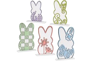 5pcs Easter Bunny Wooden Table Topper Centerpiece Decorations