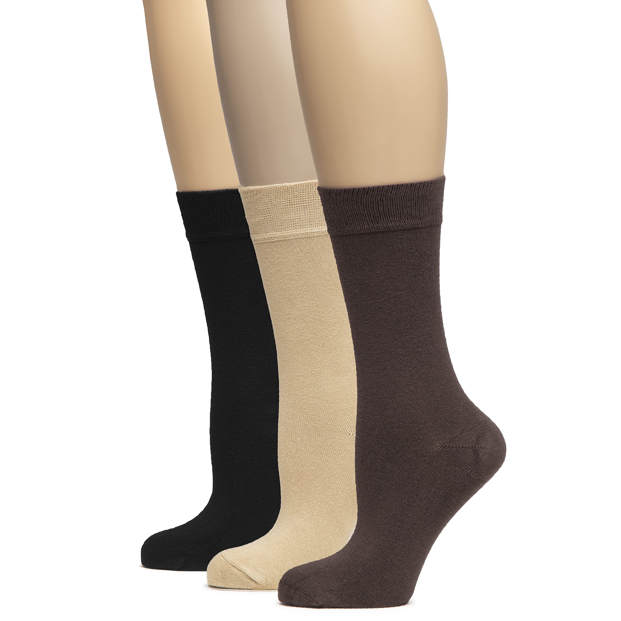 Hugh Ugoli Women's Thin Soft Rayon Derived from Bamboo Crew Socks for Dress, Trouser, Seamless Toe &amp; Non-Binding, 5-8/9-11