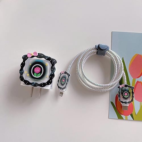 Miniatura 4 de Tospania Bonito protector de cable de bricolaje, compatible con iPhone 20 W adaptador de corriente USB-C y cable Lightning, tamaño 13