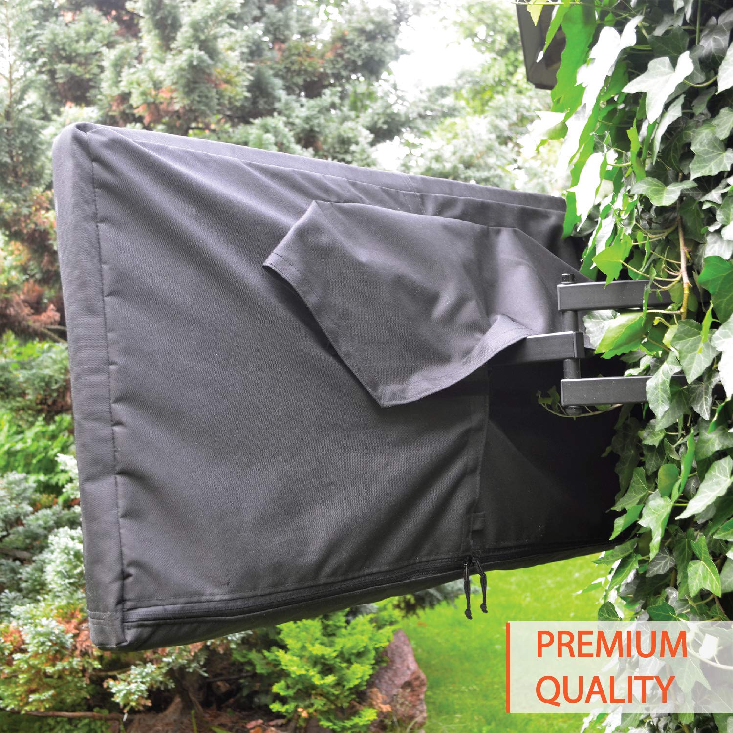 Funda de TV para exteriores de 95 a 100 pulgadas, con cremallera, resistente a la intemperie, impermeable, protección de 360 grados, interior suave y antiarañazos, color negro
