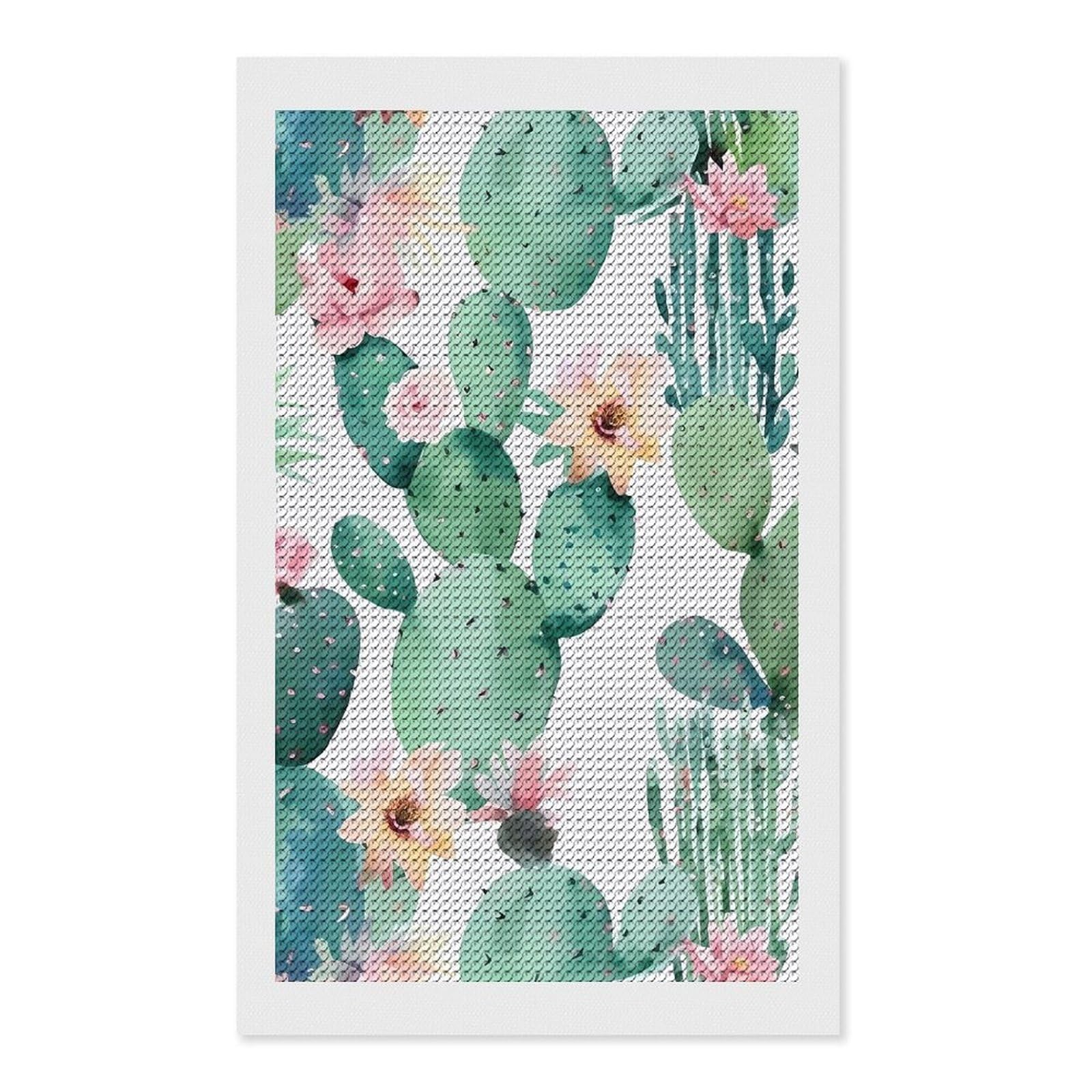 Cactus Pattern Diamond Art Kits for Adults, DIY 5D Diamonds Painting Kits for Beginner, Round Full Drill Diamond Dots Painting, Diamonds Pictures Gem Art and Crafts Wall Decor 12"x20"