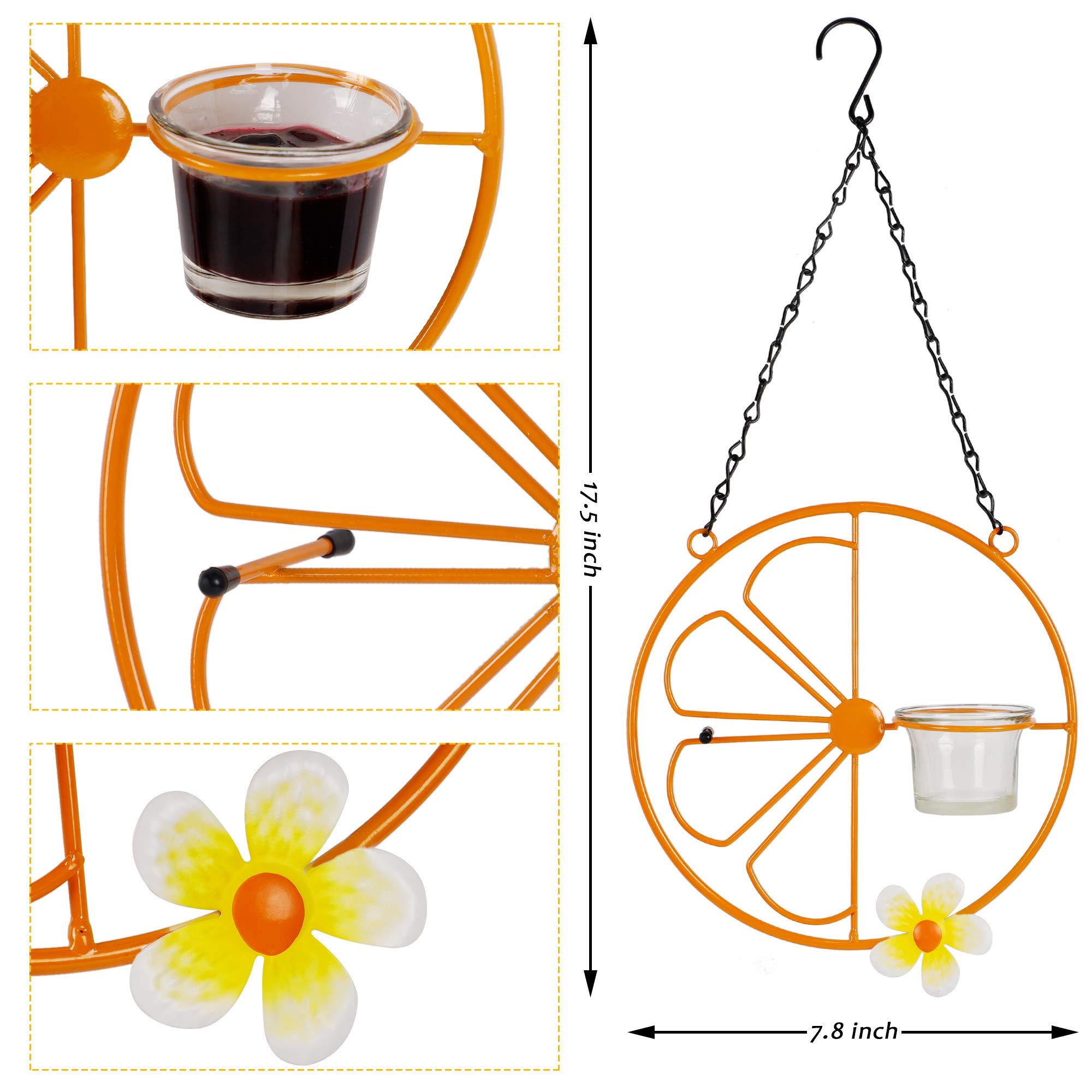 FORUP 2 Pack Oriole Bird Feeder for Outdoors Jelly and Oranges, Orange Fruit Oriole Jelly Bird Feeder, Outdoor Garden Metal Hanging Drinking Grape Jelly Container Hummingbird Feeder