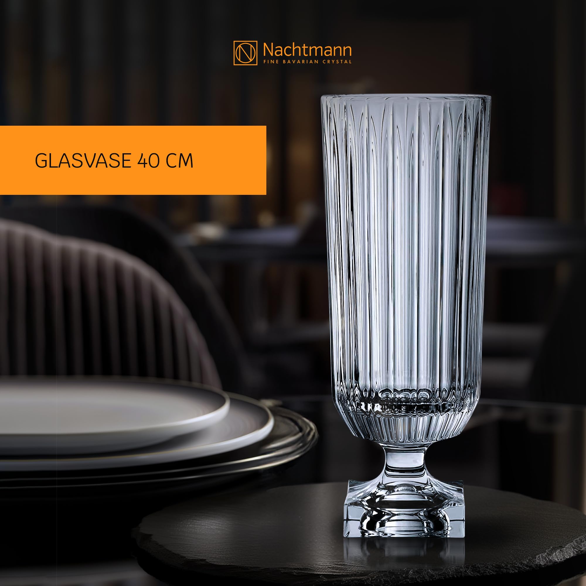Vase Nachtmann Minerva Gold sur pied, verre cristal, transparent/doré, 31,5 cm, 104160
