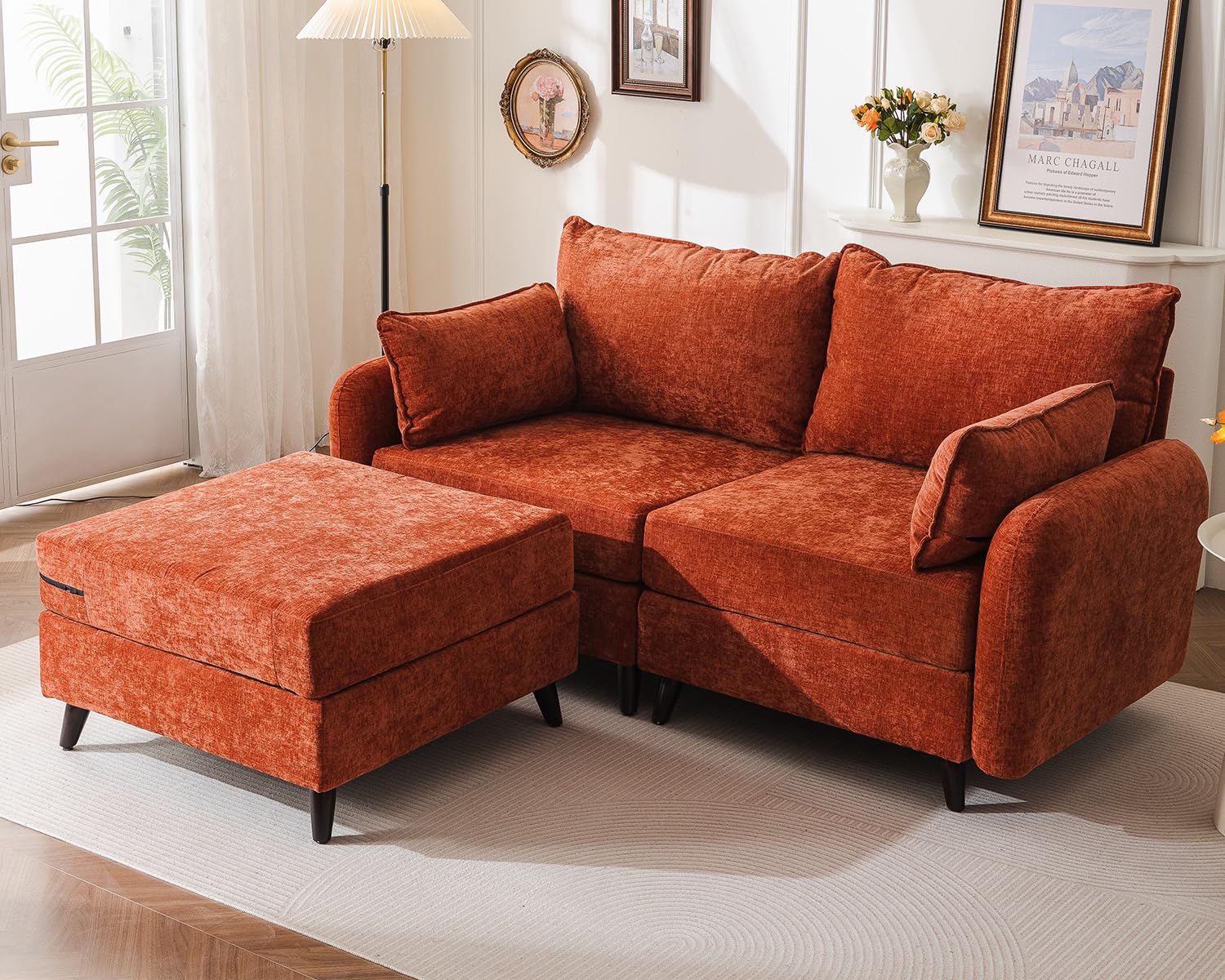 Rexulqo 73'' Loveseat Sofa with All Seats Storage, Modular Sectional Couch with Movable Ottoman,Oversized Comfy Couch with 7.8'' Cushion,24.5'' Deep