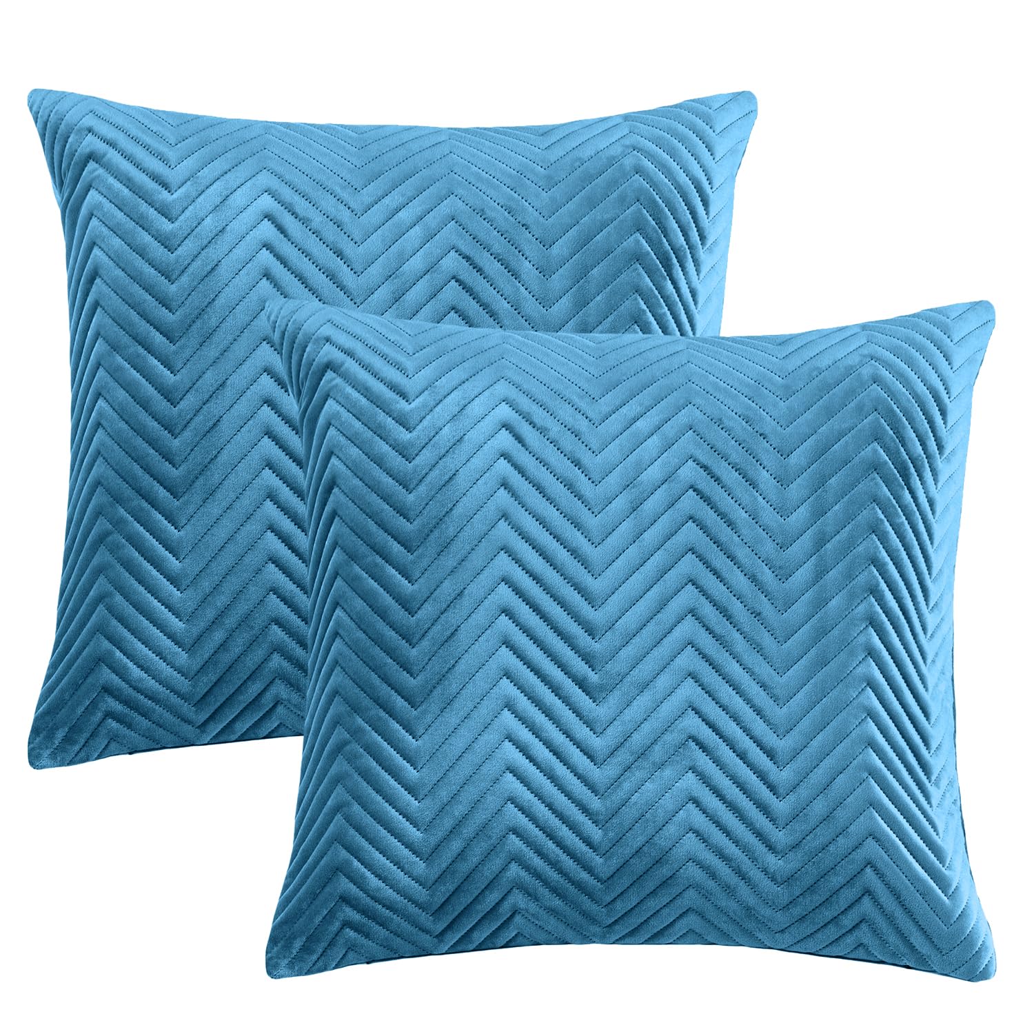BedLooms Premium Teal Velvet Cushion Covers Set of 2 (45x45 cm / 18x18 Inch), Soft Ultrasonic Stitch, Hidden Zipper