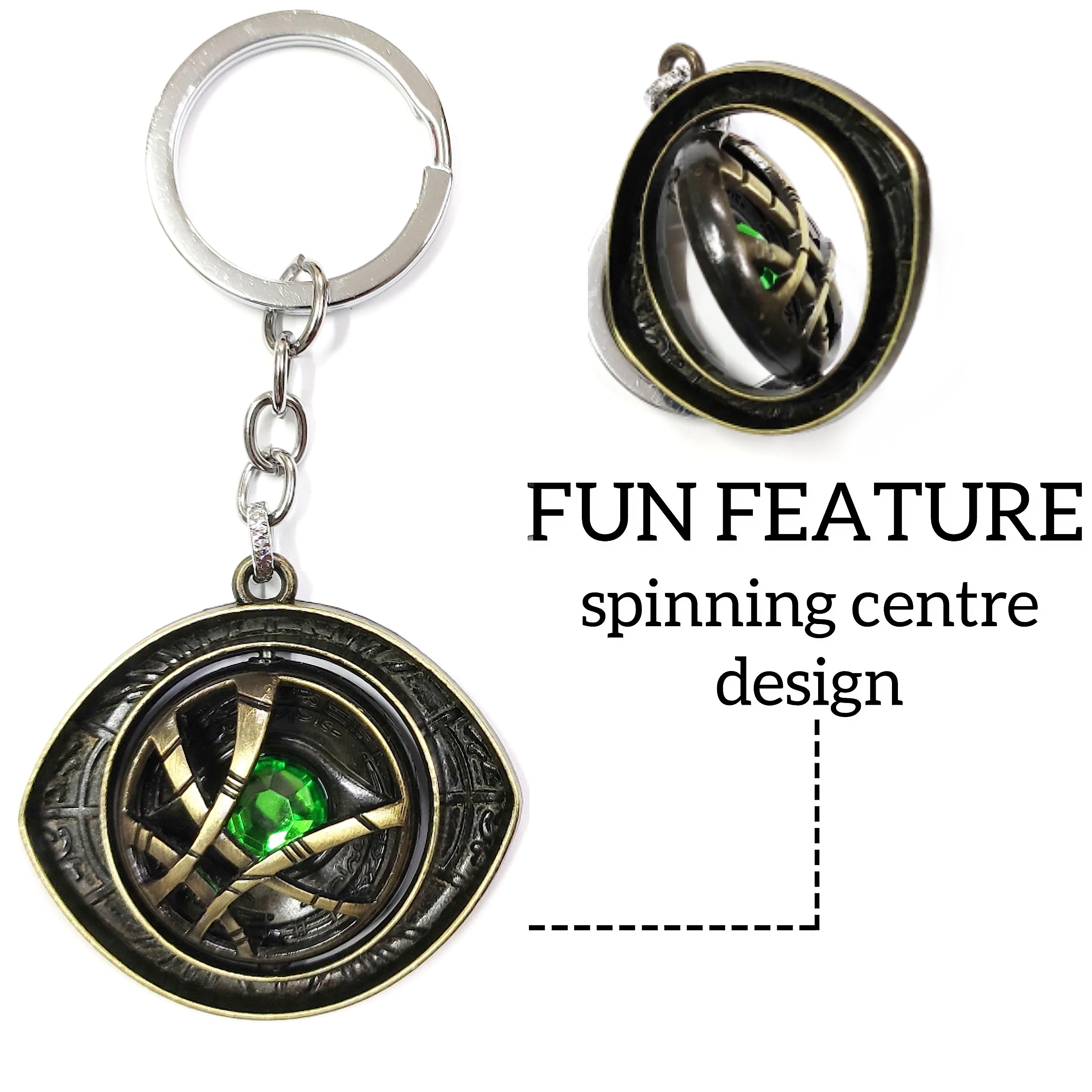 MAPLE Rotating Keychain Spinning Ironman, Spiderman, Batman, Captian America, Superman, Naruto, Doctor Strange Marvel Anime Metal Key Ring Multicolour (Imported, Eye (A11) Black,Silver) - Image 3 thumbnail