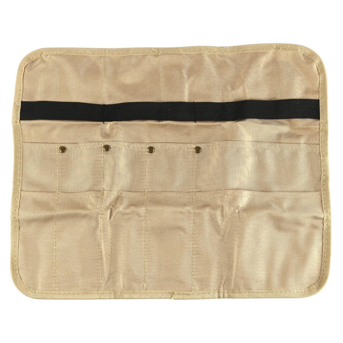 Tiardey Camping Utensil Bag Portable Multi Pocket Storage Holder Brush Roll Pouch Travel Tool for Camping Barbecue Hiking 37x30cm Square Khaki