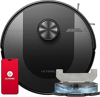 Ultenic D10 Aspirateur Robot 4000Pa, Navigation LiDAR, Cartographie Multi-étage, Connecté App/Alexa/Siri/IFTTT, 120Min, Mince, Silencieux - Idéal pour Poils d’Animaux, Cheveux, Poussière et Moquettes