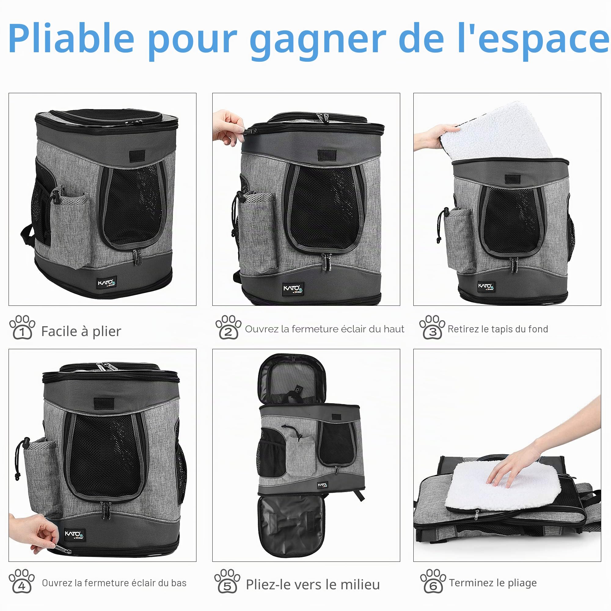 Kritter Planet Sac à Dos pour Animaux avec FenêTre en Maille, Respirant Et Pliable, pour Chiens Et Chats, Tapis IntéRieur Amovible, pour La RandonnéE, Le Cyclisme Et L'ExtéRieur, 8kg Chiots