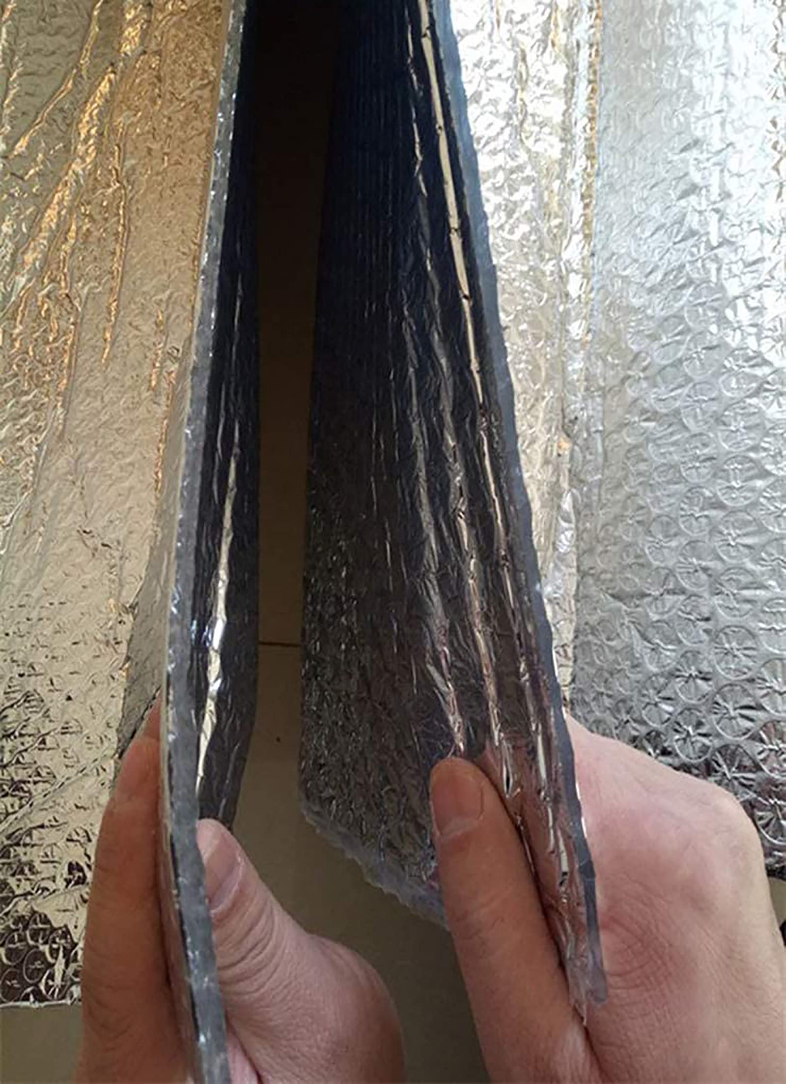 Samoprzylepna dwuwarstwowa aluminiowa folia bąbelkowa rolka izolacyjna odbijająca ciepło płyta izolacyjna grzejnika do szopy drzwi garażowych rozmiar: 1 x 20 m