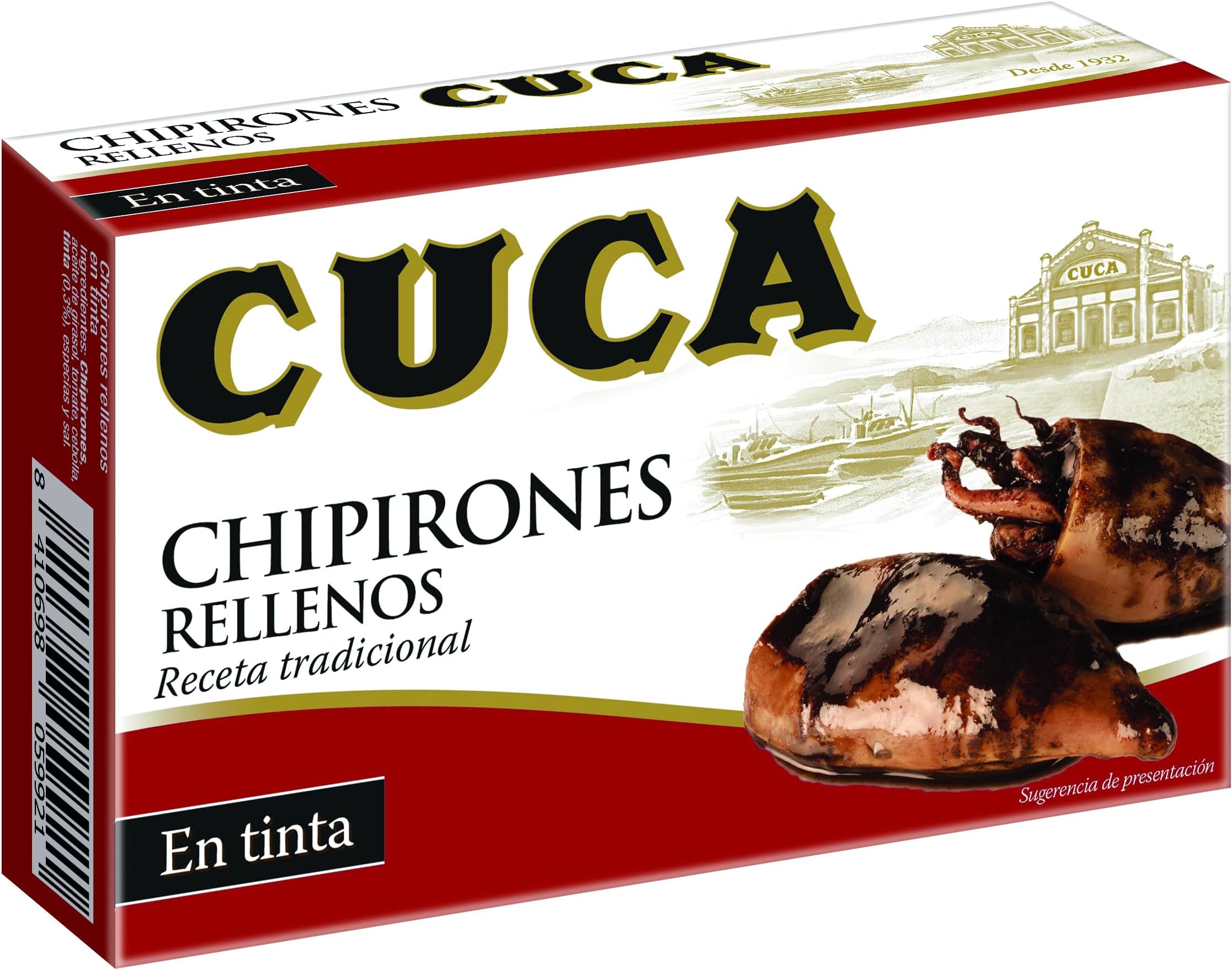 Cuca Stuffed Whole Squid (Calamares) in Ink Sauce 4 Oz (Canned)