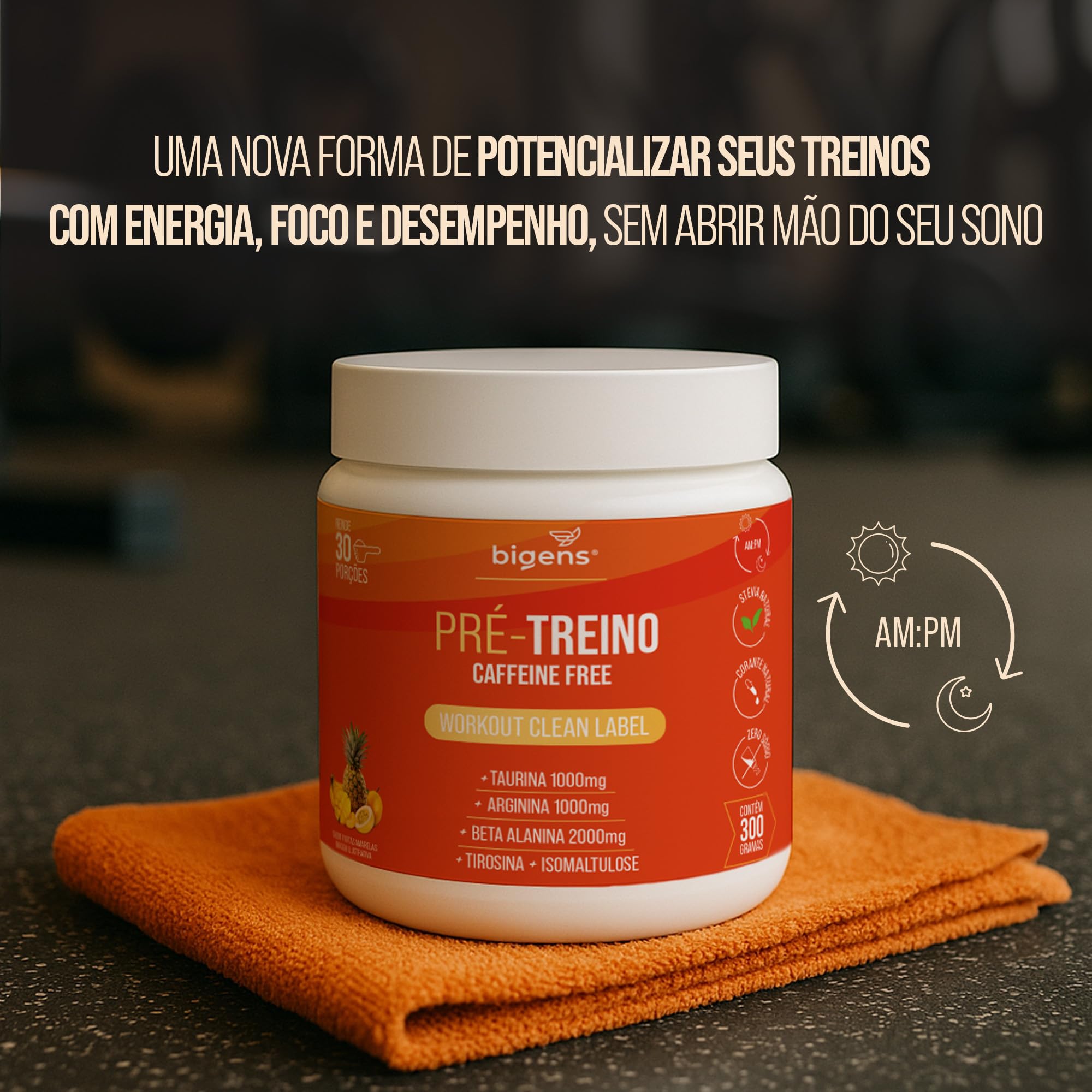 ダイエットサプリ HYPER FINE BLOCK PLUS Pré Treino, Sem Cafeína, Sabor Frutas Amarelas, 300g, Bigens