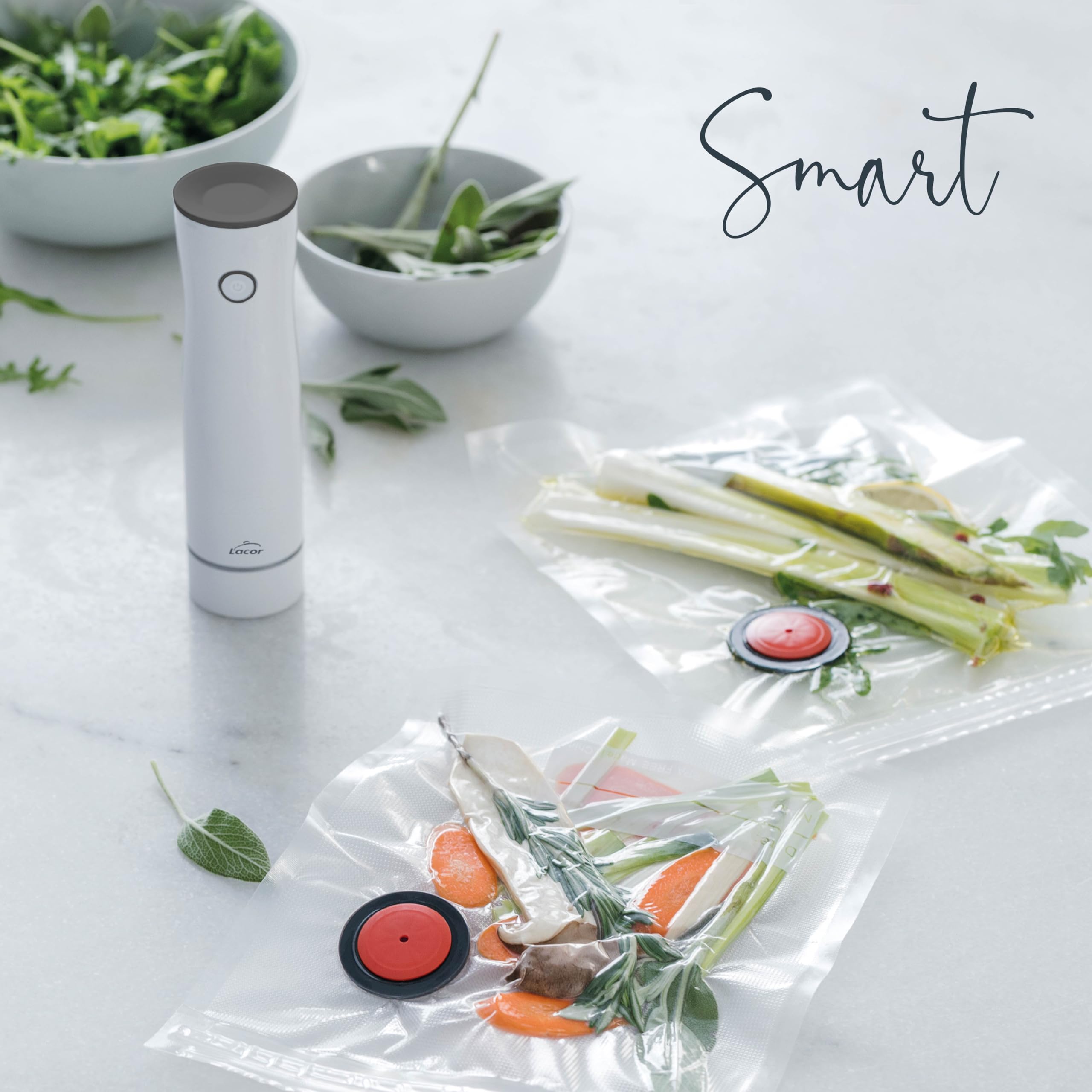 Lacor - 69690 - Bomba de Vacío Smart, Inalámbrica, Automática, Silenciosa, Succión 2.5L/min, Incluye Cable de Carga USB, Batería de Litio, Diseño Elegante y Moderno