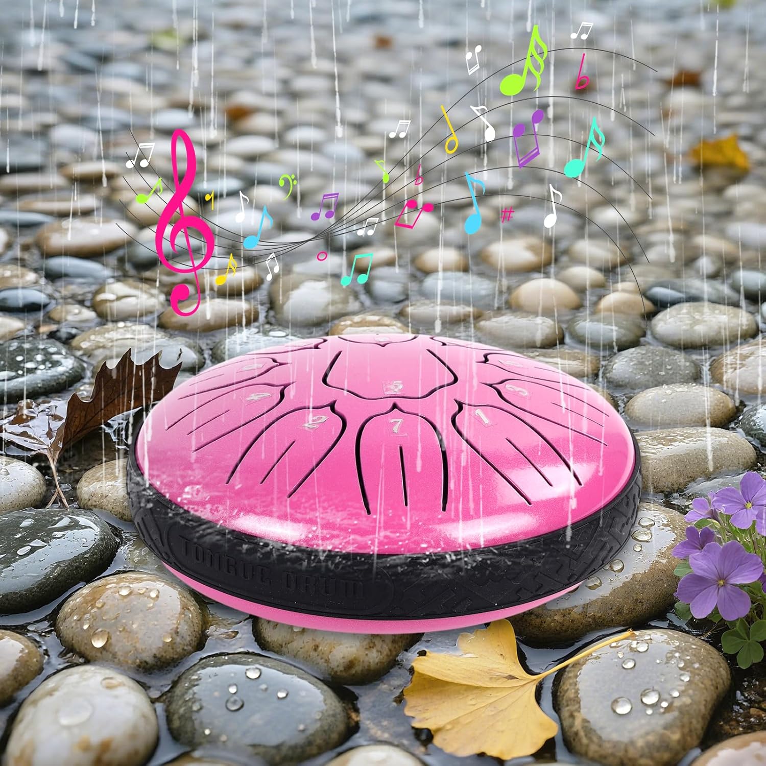 Ubblove Steel Tongue Drum Instruments: 6 Inch 11 Notes Key of D Metal Steel Drums with Bag - Percussion Instrument Music Education, Relaxation, Meditation and Gift - Pink