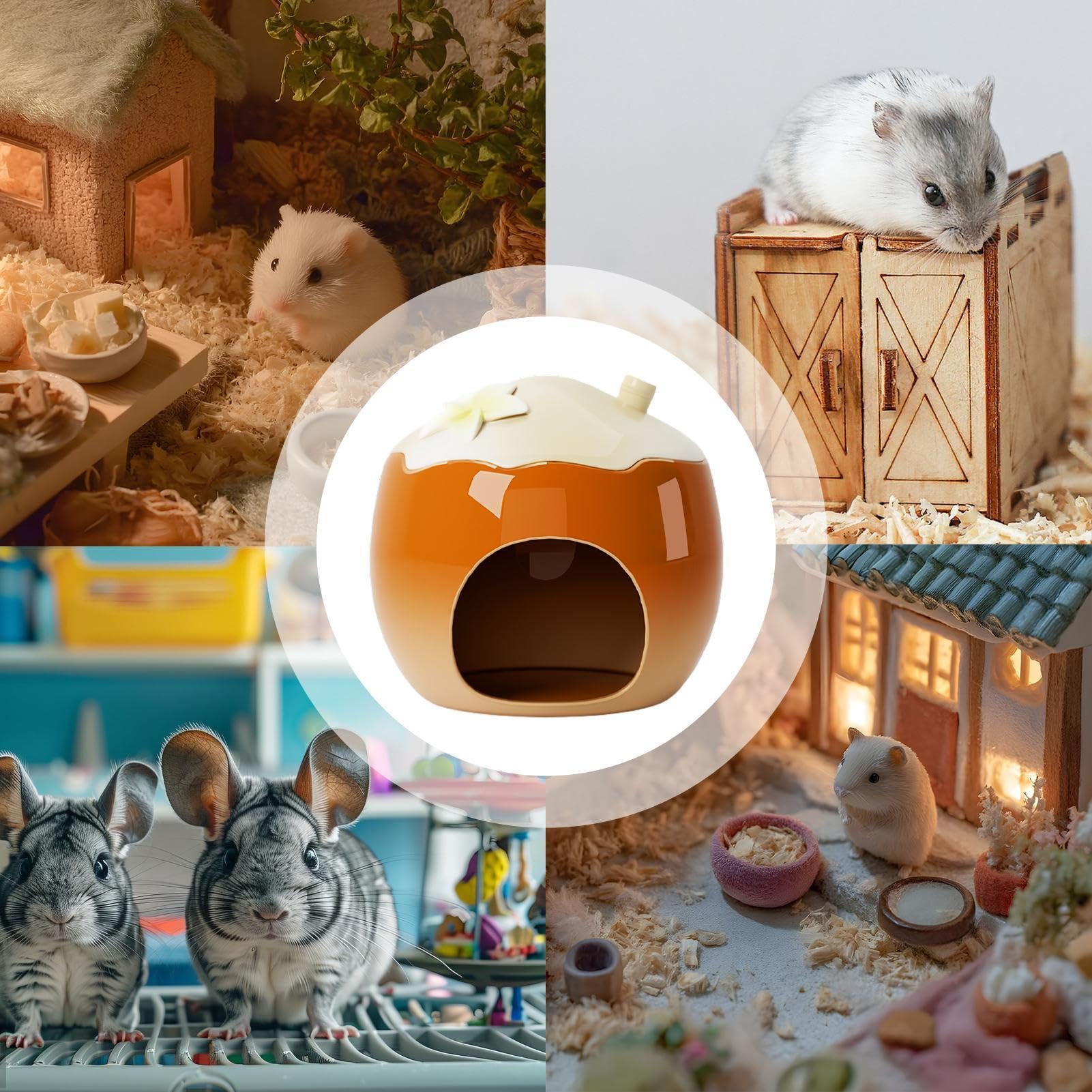 Casa in Ceramica per Criceti | Fresco per Piccoli Animali | Rifugio A Forma Di Frutta Per Animaletti, Tana Nascosta Per Lemming Cincillà Ricci