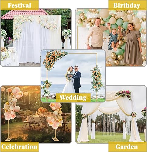 Miniatura 2 de Arcos de boda de 8 x 8 pies para ceremonia, soporte de arco de globos de metal cuadrado, soporte rectangular para aniversario, fiesta de cumpleaños,