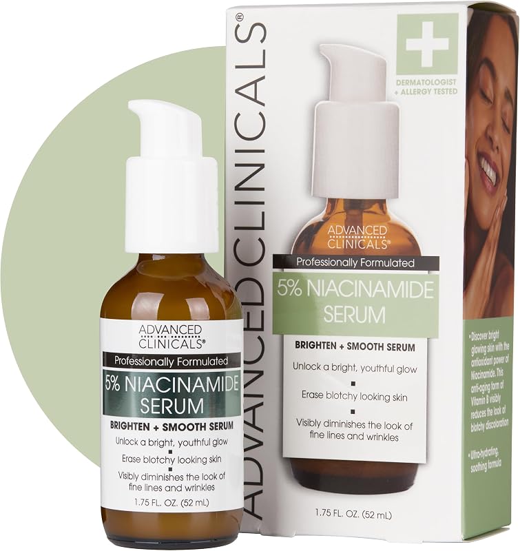 Advanced Clinicals 5% Niacinamide Serum For Face With Hyaluronic Acid & Ferulic Acid For Dark Spots & Uneven Skin Tone, 1.75 Fl Oz
