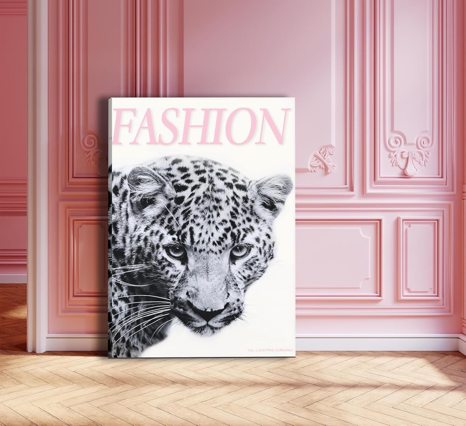 Pink Trendy Leopard Preppy Wall Art Funky Black Cheetah Picture Wall Decor Luxury Club Fashion Disco Ball Ace of Spades Painting Aesthetic Poster Print Artwork for Living Room Bedroom Dorm Apartment